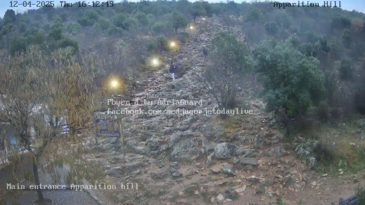 Medjugorje,  Apparition Hill Main Entrance Live Cam - Bijakovici, Citluk, Herzegovina-Neretva, Federation of Bosnia and Herzegovina, Bosnia and Herzegovina