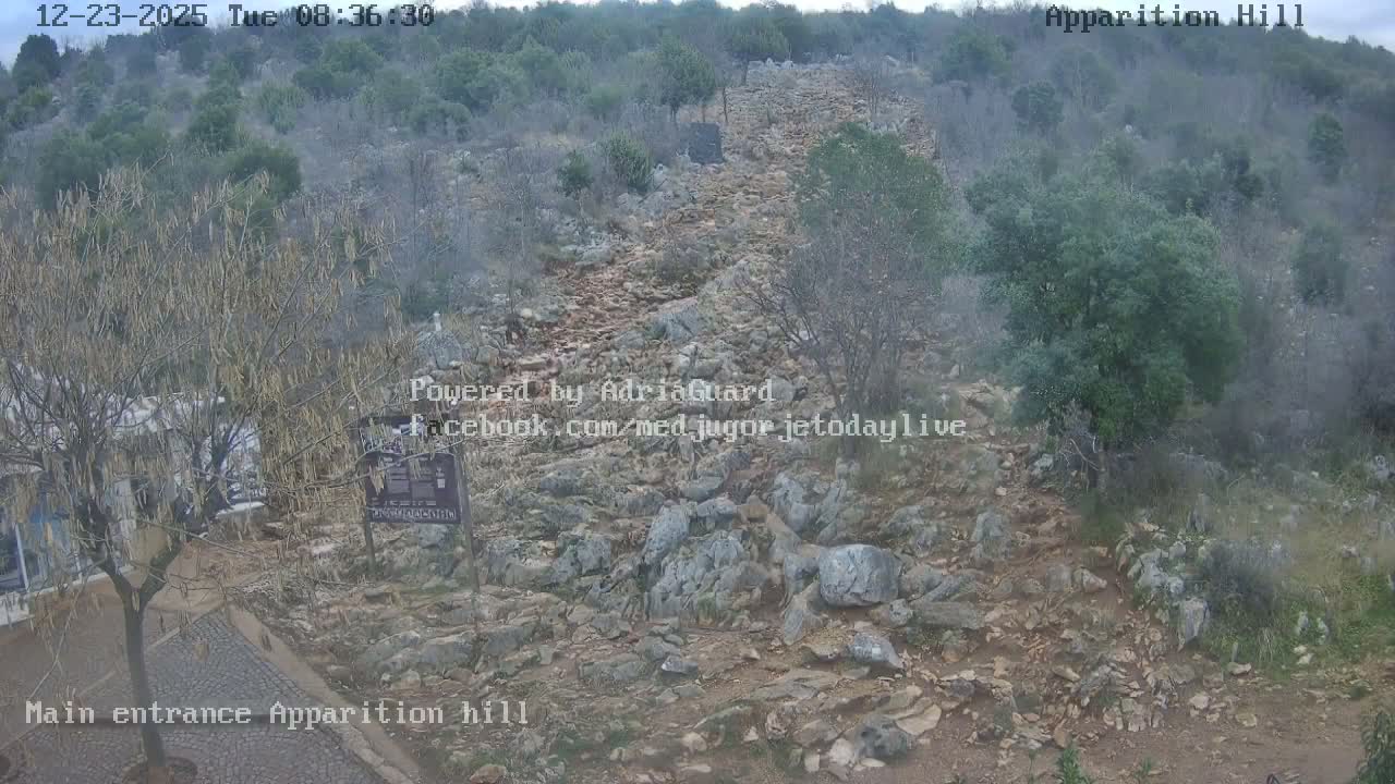 Medjugorje,  Apparition Hill Main Entrance Live Cam - Bijakovici, Citluk, Herzegovina-Neretva, Federation of Bosnia and Herzegovina, Bosnia and Herzegovina