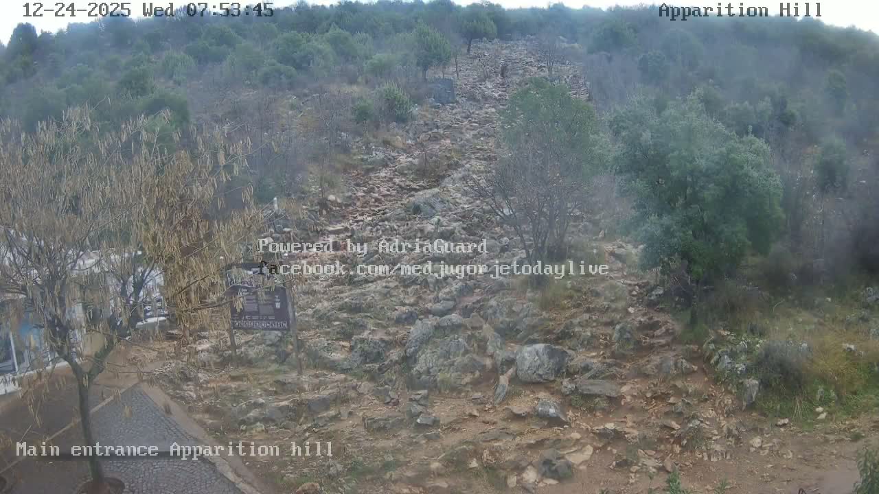 Medjugorje,  Apparition Hill Main Entrance Live Cam - Bijakovici, Citluk, Herzegovina-Neretva, Federation of Bosnia and Herzegovina, Bosnia and Herzegovina