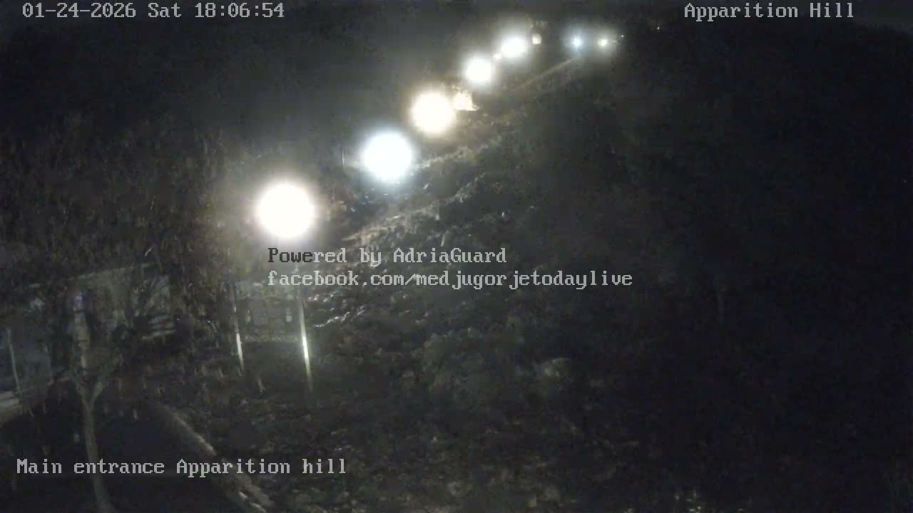 Medjugorje,  Apparition Hill Main Entrance Live Cam - Bijakovici, Citluk, Herzegovina-Neretva, Federation of Bosnia and Herzegovina, Bosnia and Herzegovina