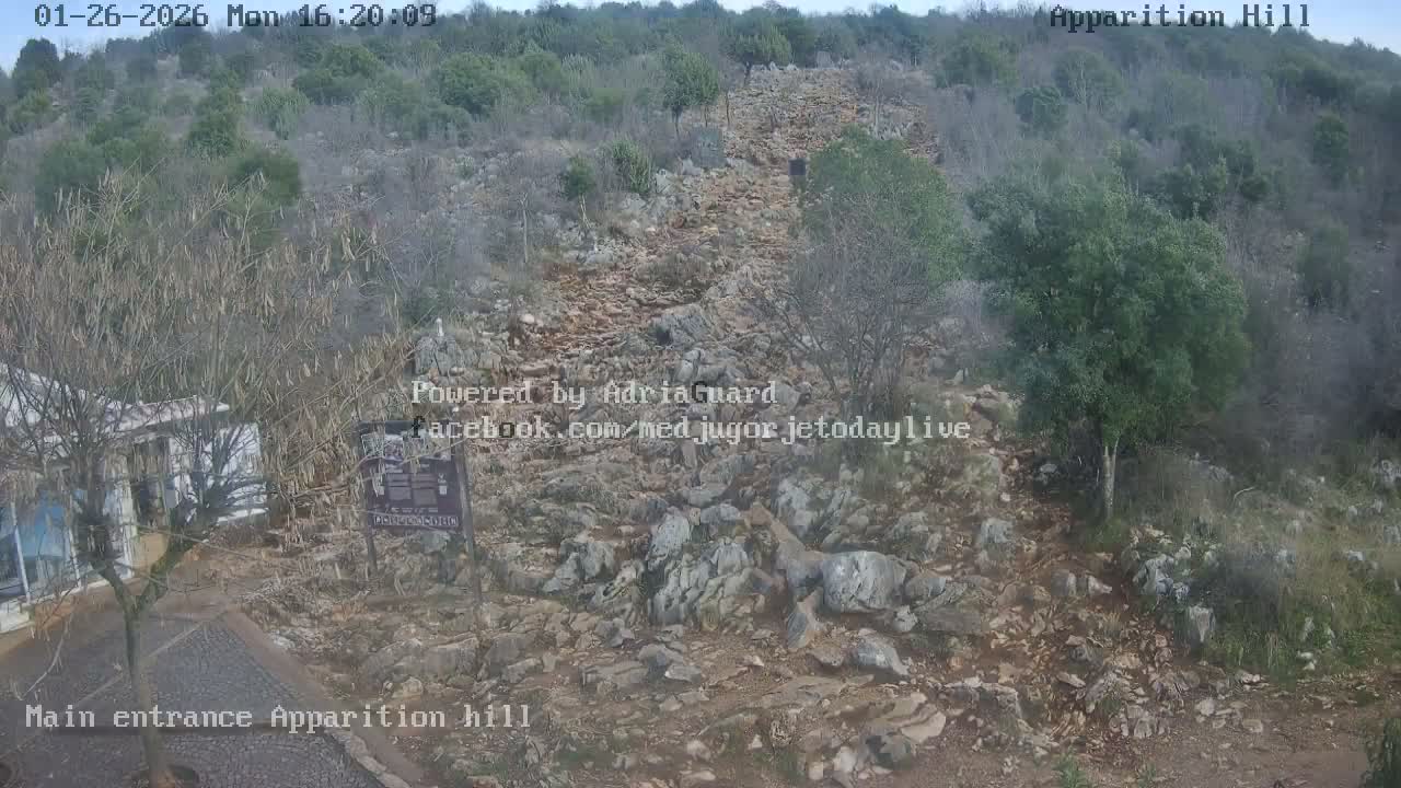 Medjugorje,  Apparition Hill Main Entrance Live Cam - Bijakovici, Citluk, Herzegovina-Neretva, Federation of Bosnia and Herzegovina, Bosnia and Herzegovina