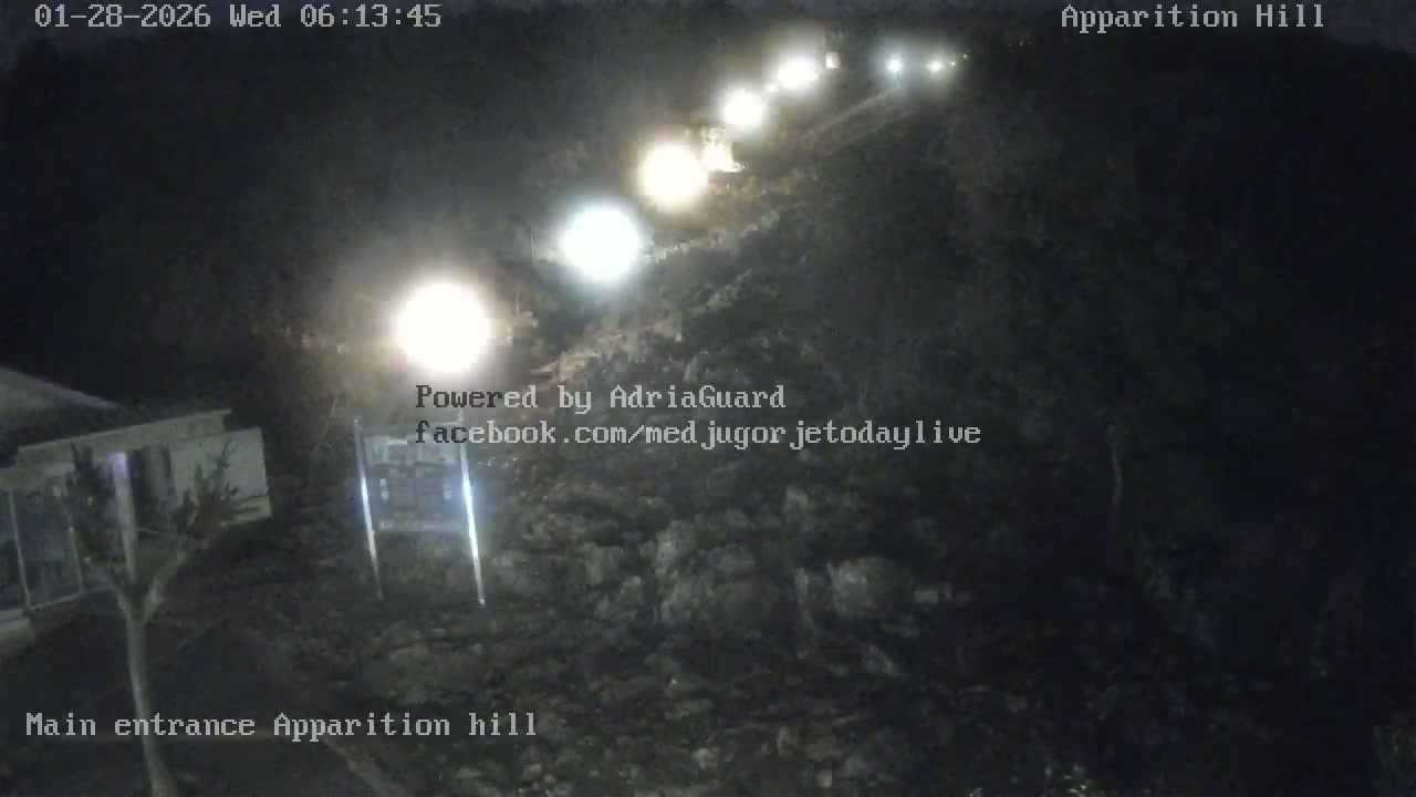 Medjugorje,  Apparition Hill Main Entrance Live Cam - Bijakovici, Citluk, Herzegovina-Neretva, Federation of Bosnia and Herzegovina, Bosnia and Herzegovina