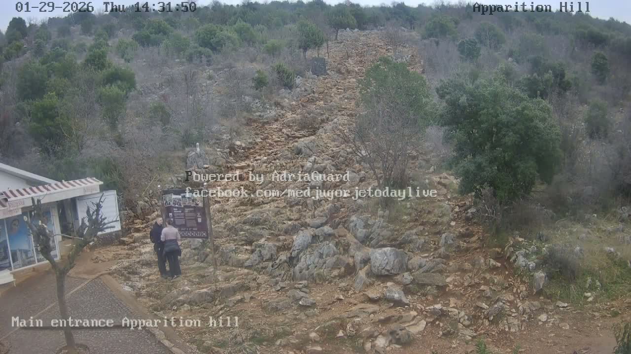 Medjugorje,  Apparition Hill Main Entrance Live Cam - Bijakovici, Citluk, Herzegovina-Neretva, Federation of Bosnia and Herzegovina, Bosnia and Herzegovina