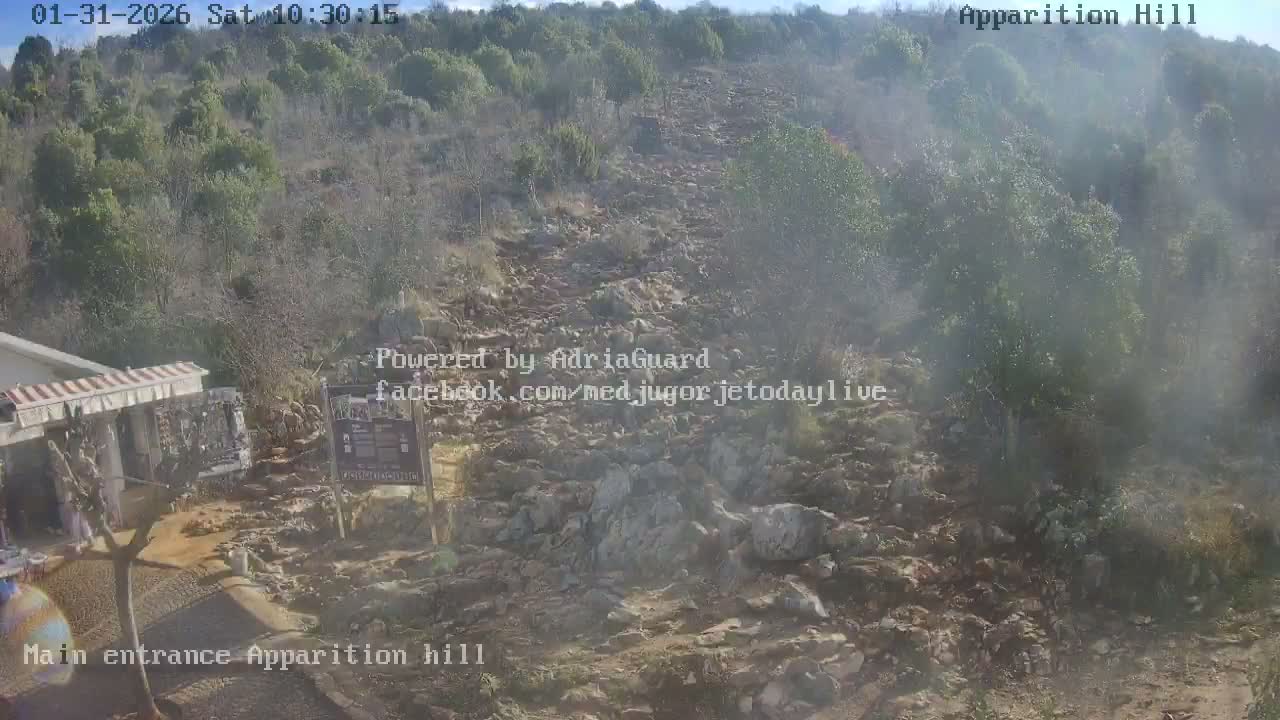 Medjugorje,  Apparition Hill Main Entrance Live Cam - Bijakovici, Citluk, Herzegovina-Neretva, Federation of Bosnia and Herzegovina, Bosnia and Herzegovina