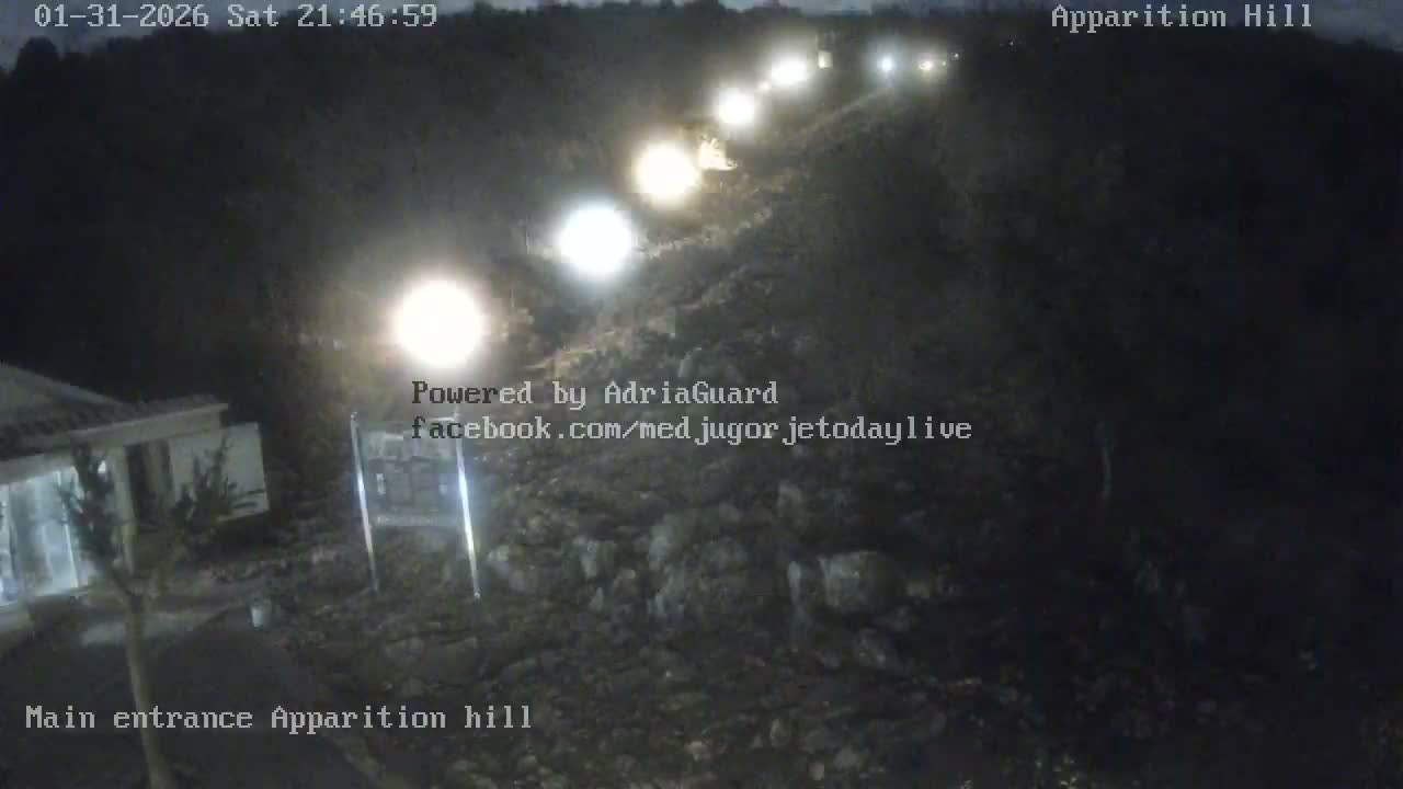 Medjugorje,  Apparition Hill Main Entrance Live Cam - Bijakovici, Citluk, Herzegovina-Neretva, Federation of Bosnia and Herzegovina, Bosnia and Herzegovina
