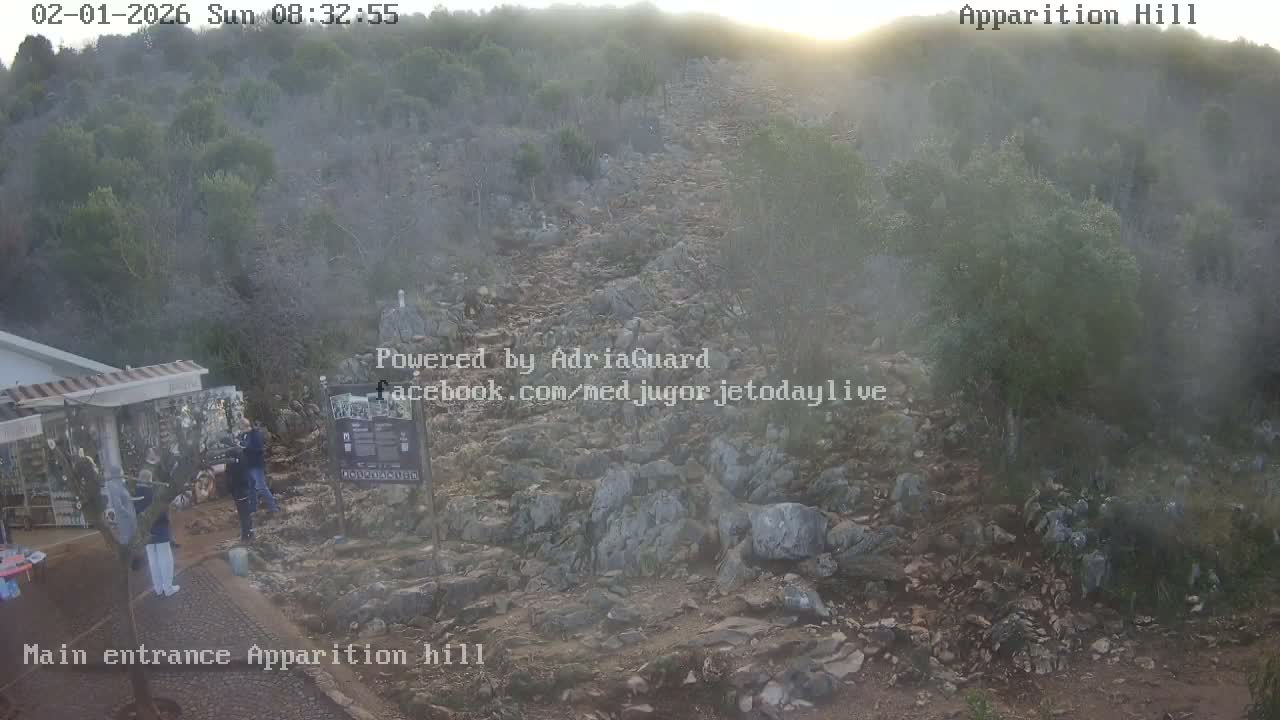 Medjugorje,  Apparition Hill Main Entrance Live Cam - Bijakovici, Citluk, Herzegovina-Neretva, Federation of Bosnia and Herzegovina, Bosnia and Herzegovina
