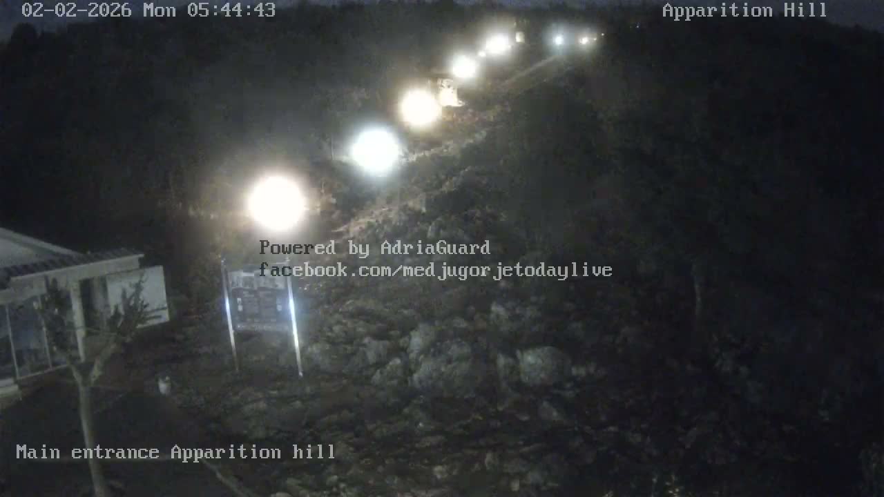 Medjugorje,  Apparition Hill Main Entrance Live Cam - Bijakovici, Citluk, Herzegovina-Neretva, Federation of Bosnia and Herzegovina, Bosnia and Herzegovina