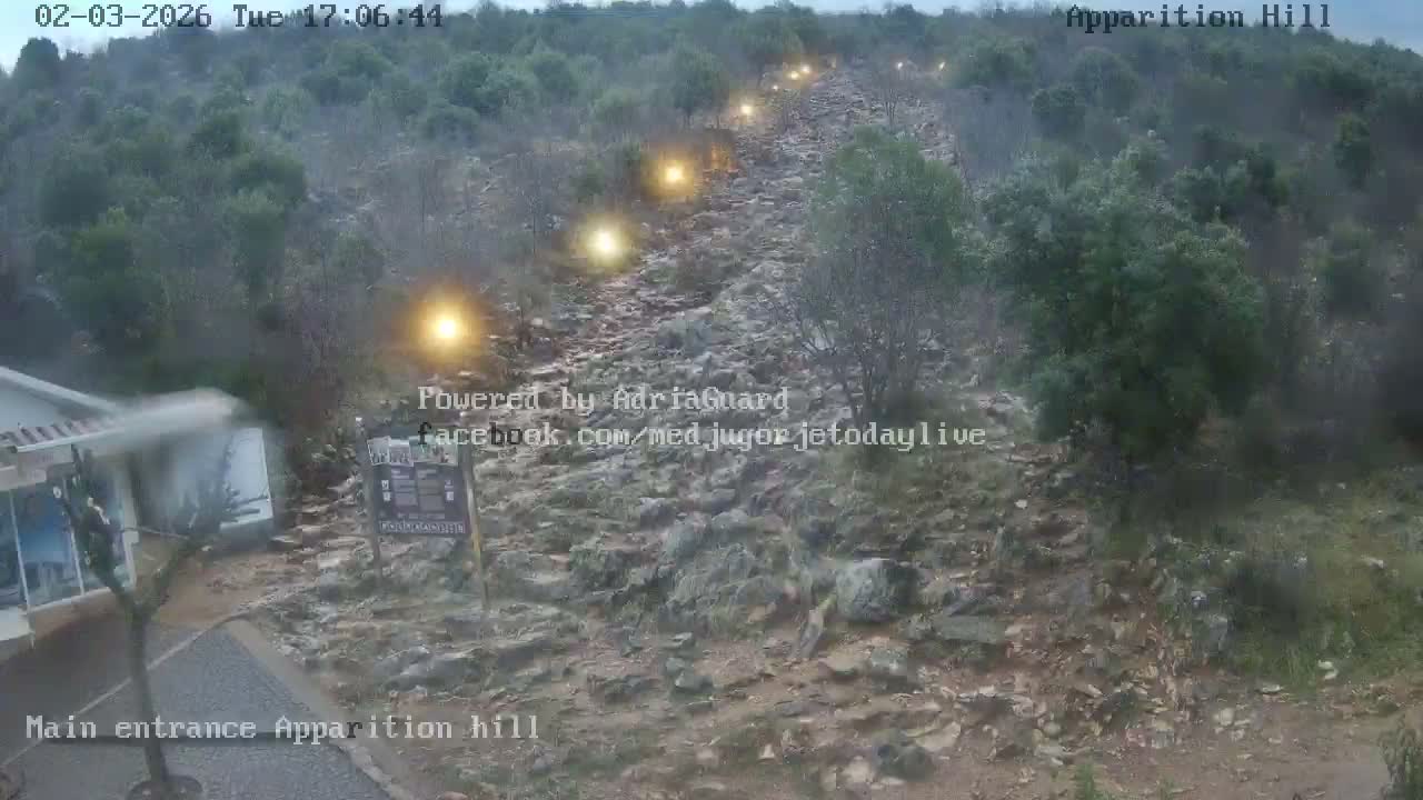 Medjugorje,  Apparition Hill Main Entrance Live Cam - Bijakovici, Citluk, Herzegovina-Neretva, Federation of Bosnia and Herzegovina, Bosnia and Herzegovina