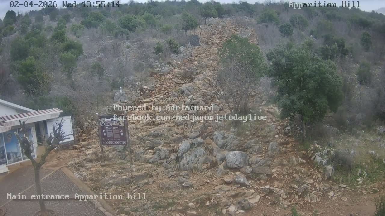 Medjugorje,  Apparition Hill Main Entrance Live Cam - Bijakovici, Citluk, Herzegovina-Neretva, Federation of Bosnia and Herzegovina, Bosnia and Herzegovina