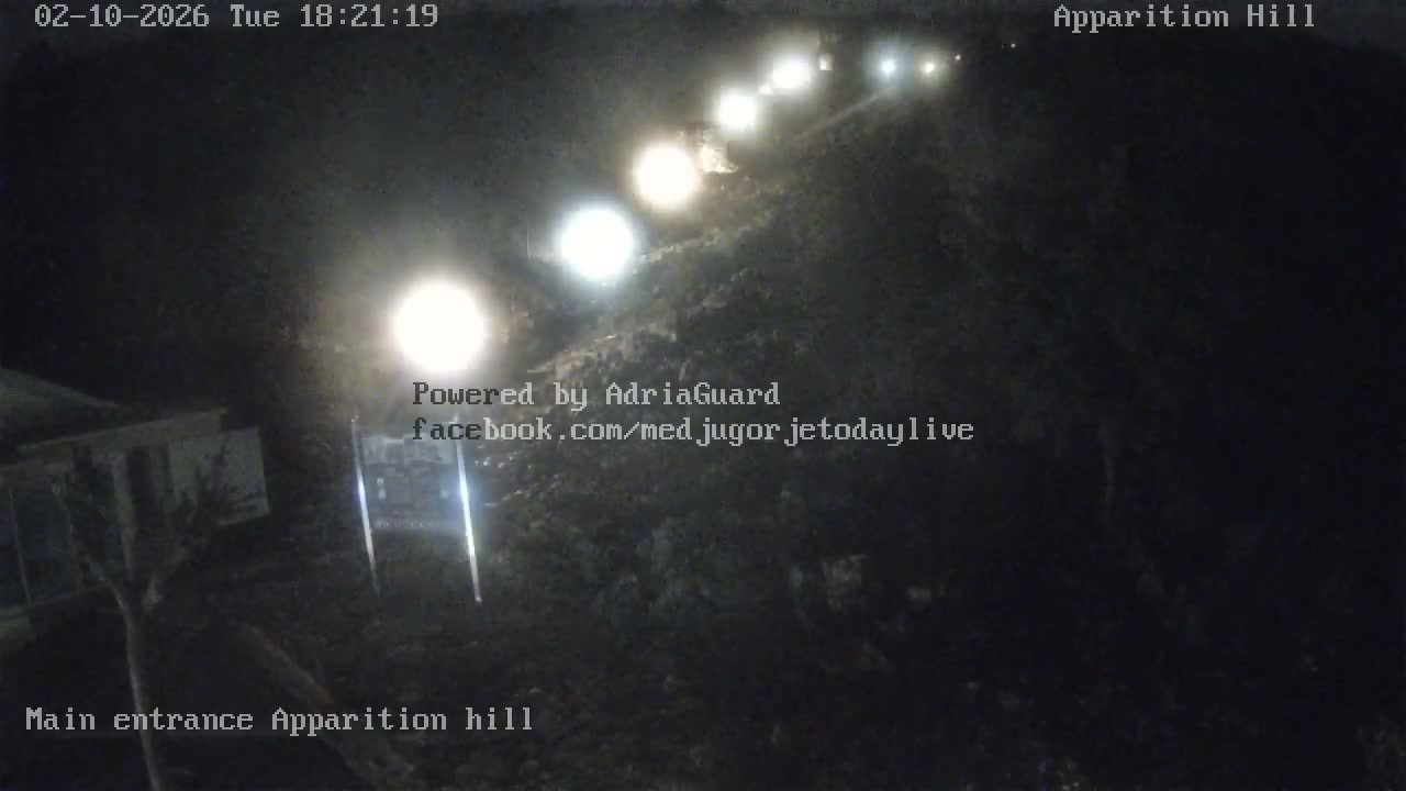 Medjugorje,  Apparition Hill Main Entrance Live Cam - Bijakovici, Citluk, Herzegovina-Neretva, Federation of Bosnia and Herzegovina, Bosnia and Herzegovina