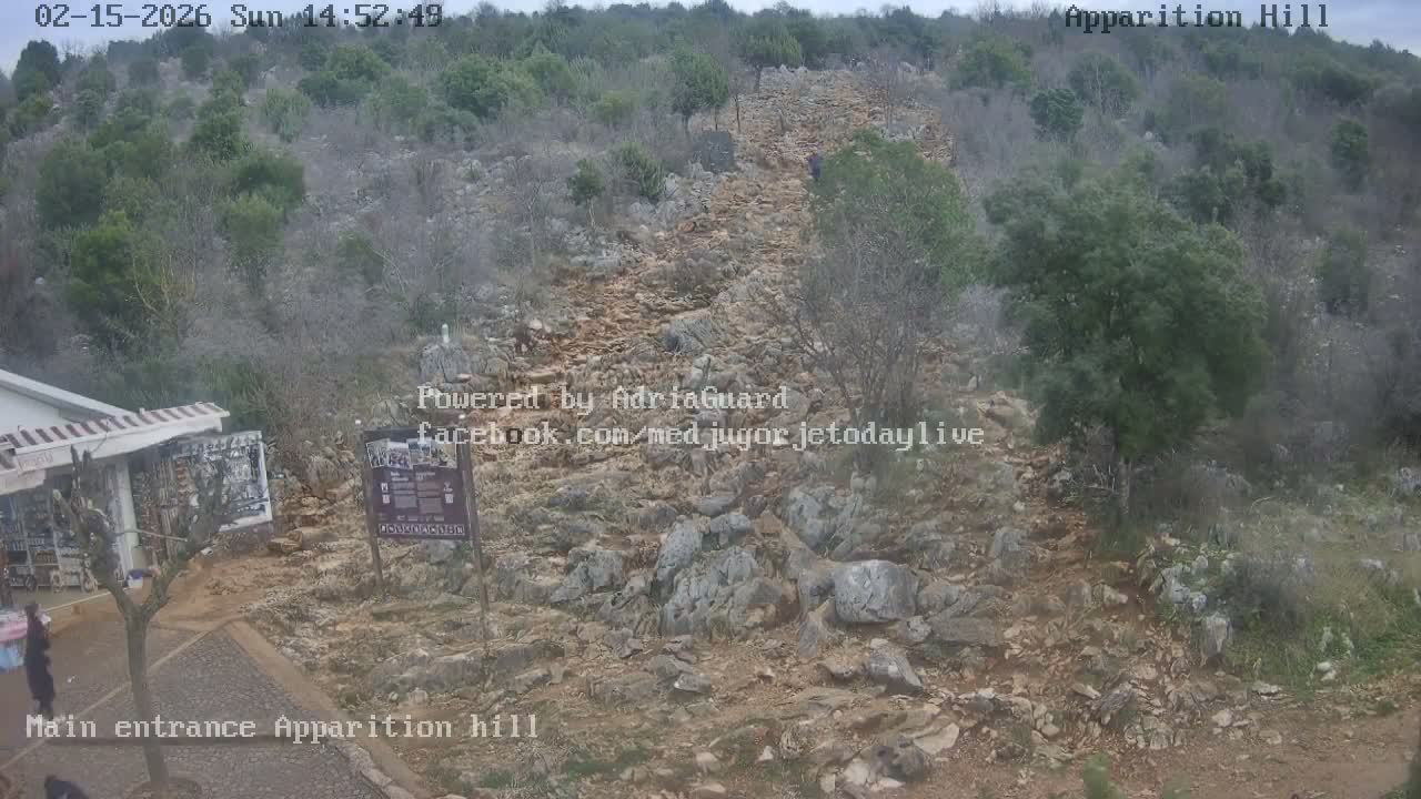 Medjugorje,  Apparition Hill Main Entrance Live Cam - Bijakovici, Citluk, Herzegovina-Neretva, Federation of Bosnia and Herzegovina, Bosnia and Herzegovina