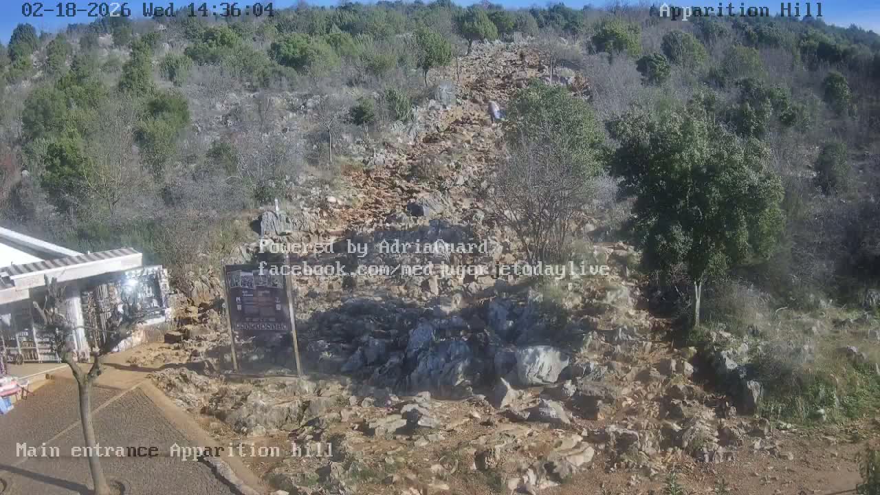 Medjugorje,  Apparition Hill Main Entrance Live Cam - Bijakovici, Citluk, Herzegovina-Neretva, Federation of Bosnia and Herzegovina, Bosnia and Herzegovina