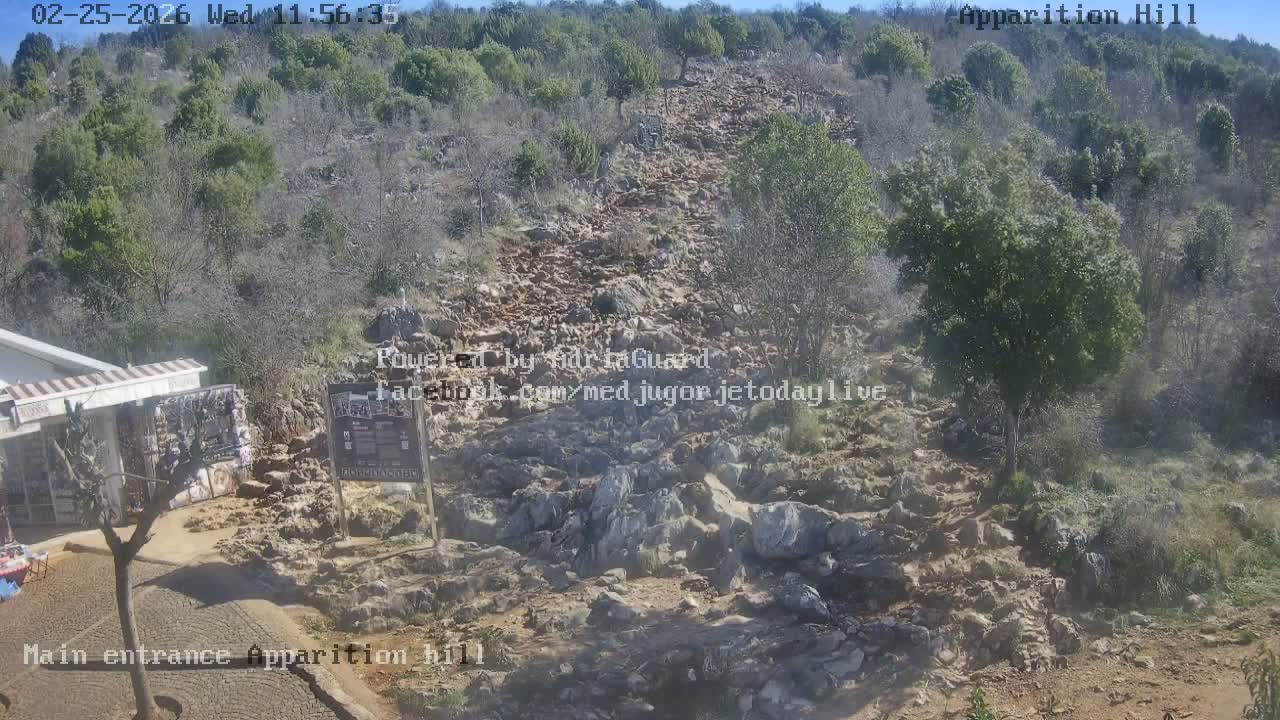 Medjugorje,  Apparition Hill Main Entrance Live Cam - Bijakovici, Citluk, Herzegovina-Neretva, Federation of Bosnia and Herzegovina, Bosnia and Herzegovina