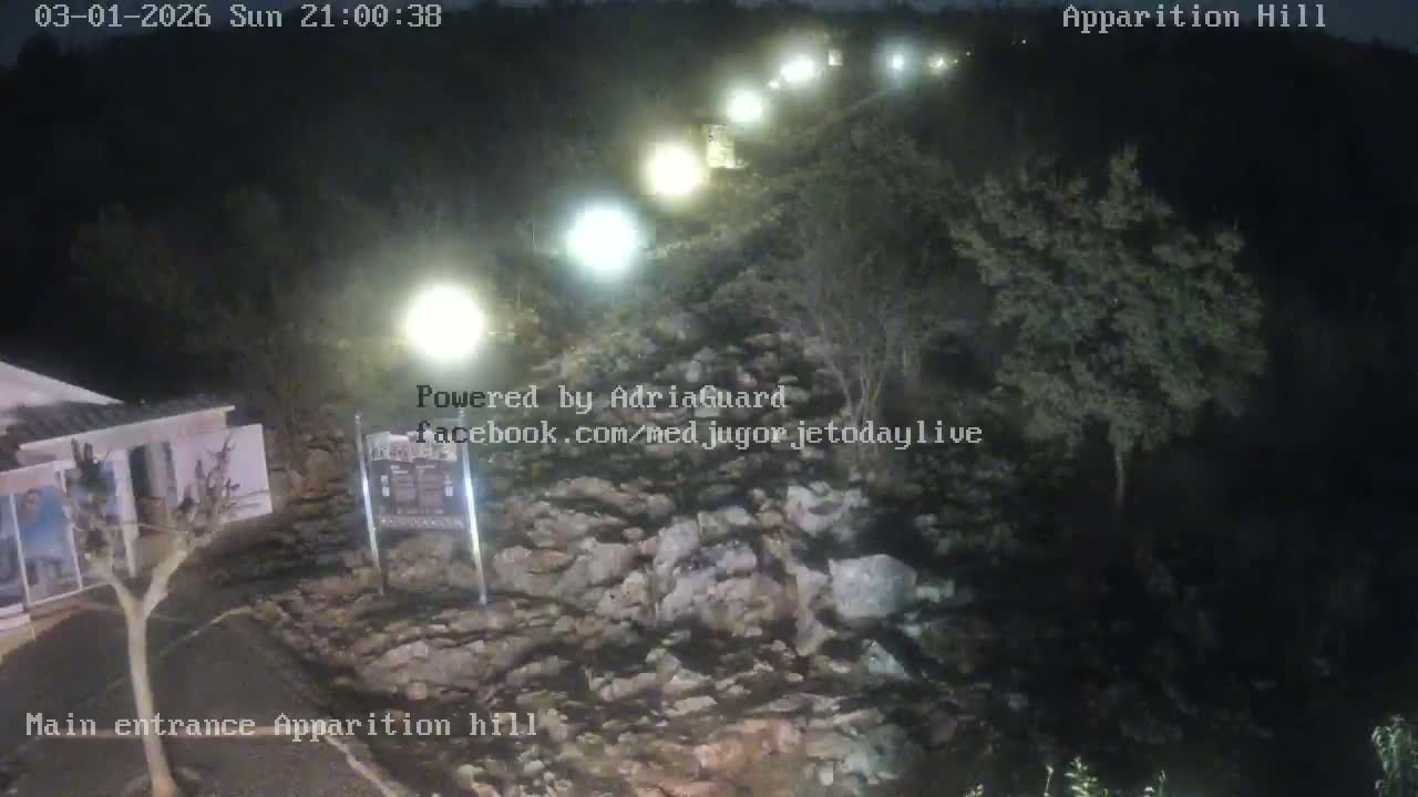 Medjugorje,  Apparition Hill Main Entrance Live Cam - Bijakovici, Citluk, Herzegovina-Neretva, Federation of Bosnia and Herzegovina, Bosnia and Herzegovina