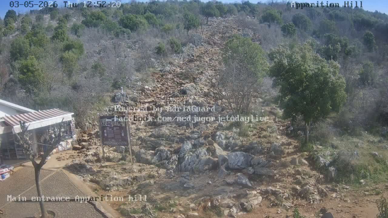 Medjugorje,  Apparition Hill Main Entrance Live Cam - Bijakovici, Citluk, Herzegovina-Neretva, Federation of Bosnia and Herzegovina, Bosnia and Herzegovina