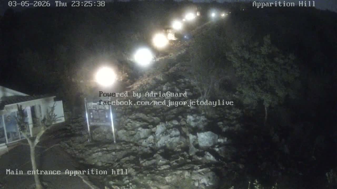Medjugorje,  Apparition Hill Main Entrance Live Cam - Bijakovici, Citluk, Herzegovina-Neretva, Federation of Bosnia and Herzegovina, Bosnia and Herzegovina