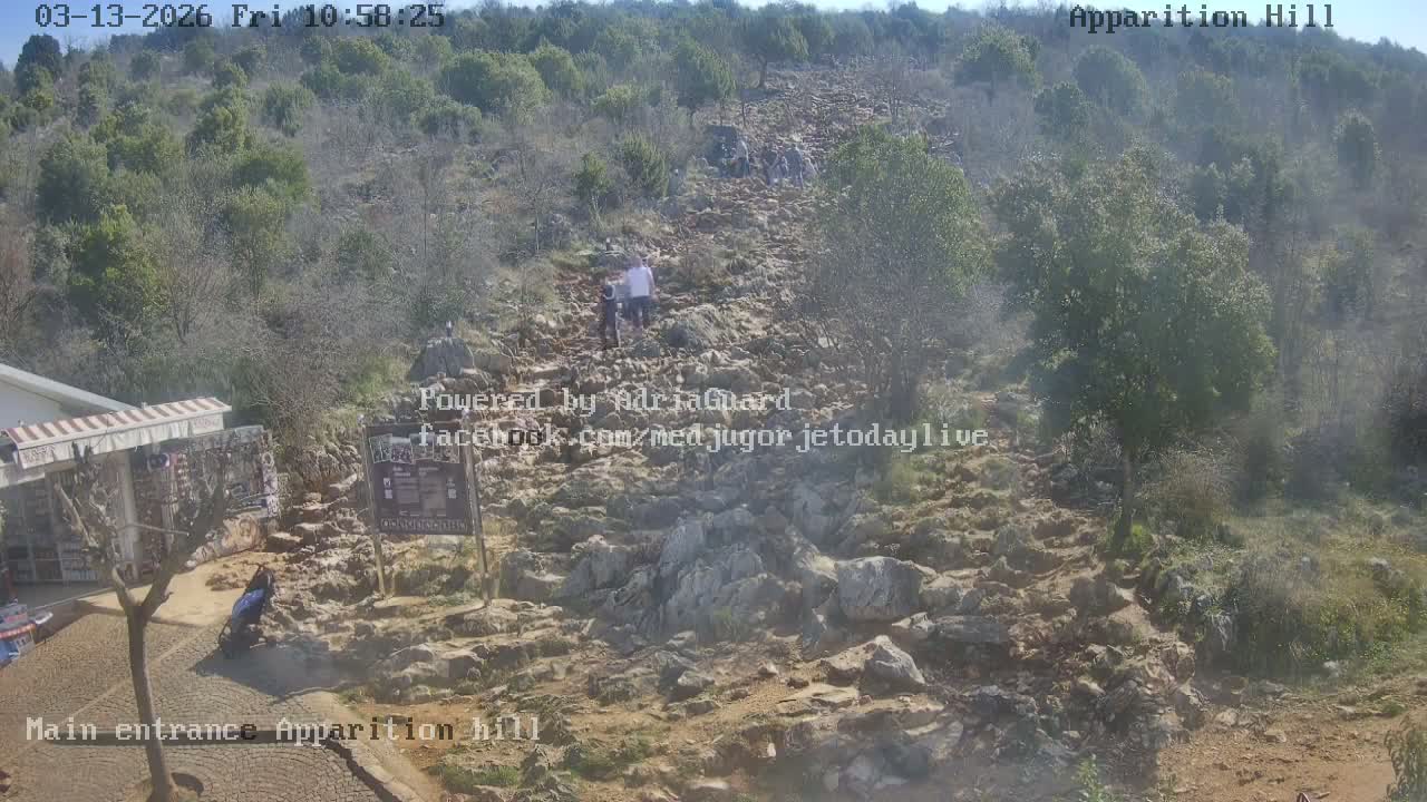 Medjugorje,  Apparition Hill Main Entrance Live Cam - Bijakovici, Citluk, Herzegovina-Neretva, Federation of Bosnia and Herzegovina, Bosnia and Herzegovina