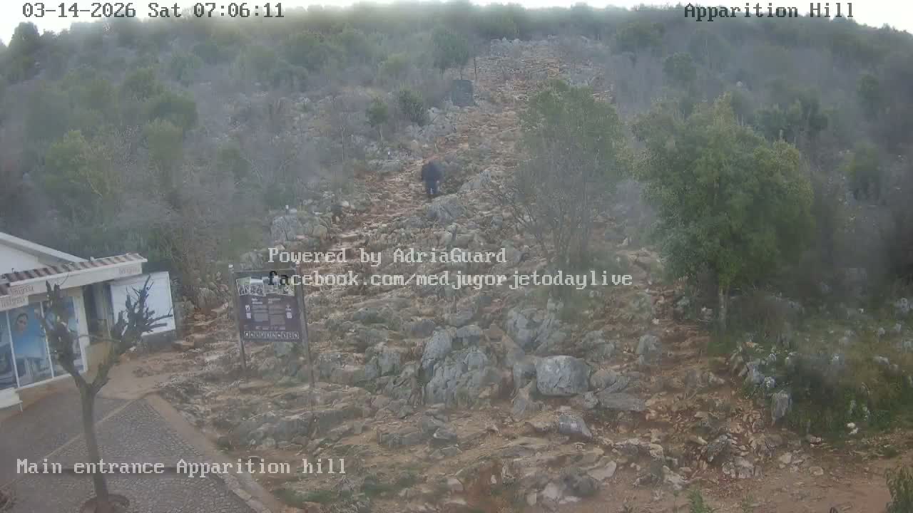 Medjugorje,  Apparition Hill Main Entrance Live Cam - Bijakovici, Citluk, Herzegovina-Neretva, Federation of Bosnia and Herzegovina, Bosnia and Herzegovina