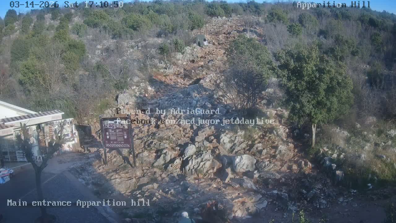 Medjugorje,  Apparition Hill Main Entrance Live Cam - Bijakovici, Citluk, Herzegovina-Neretva, Federation of Bosnia and Herzegovina, Bosnia and Herzegovina