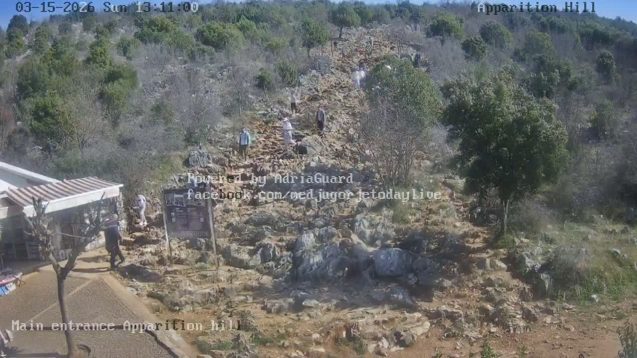 Medjugorje,  Apparition Hill Main Entrance Live Cam - Bijakovici, Citluk, Herzegovina-Neretva, Federation of Bosnia and Herzegovina, Bosnia and Herzegovina