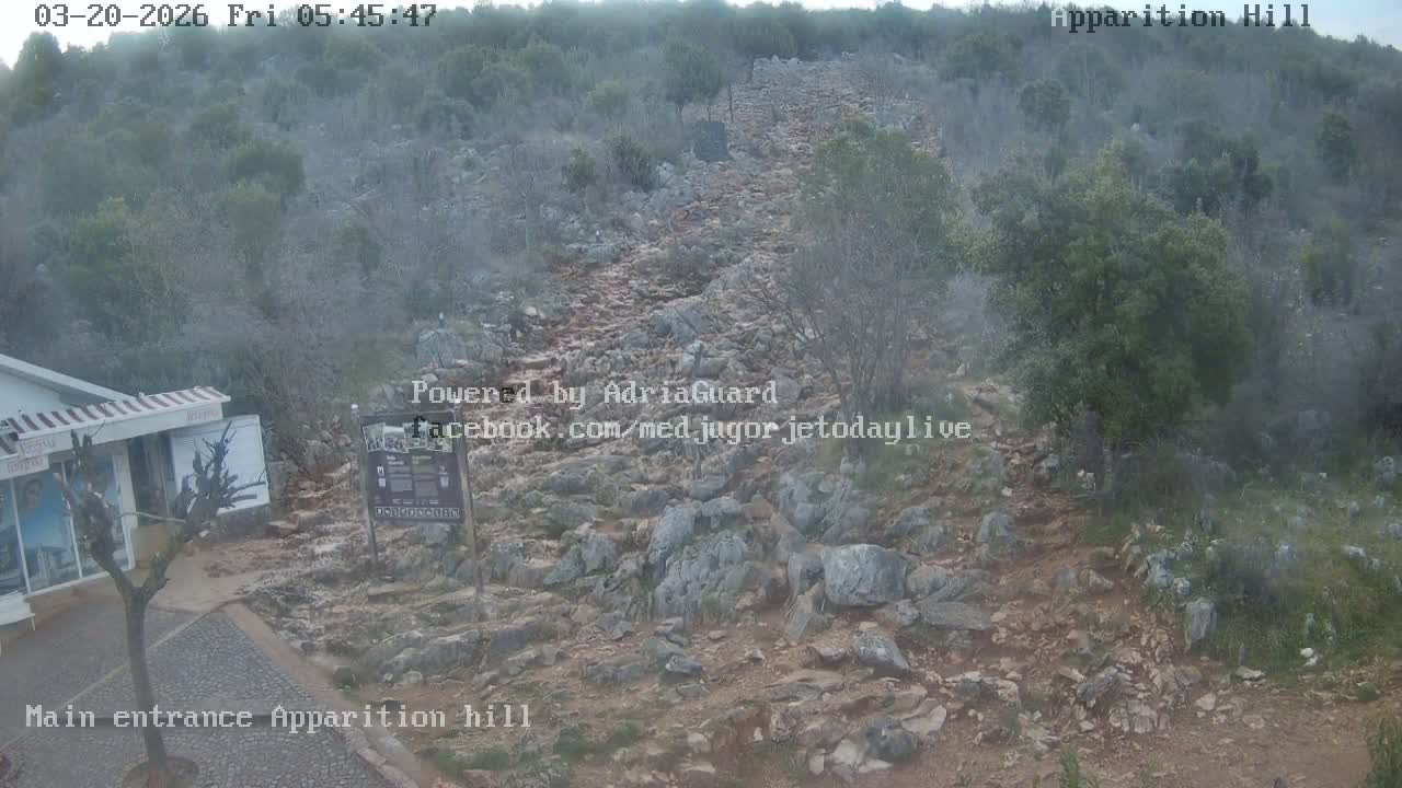 Medjugorje,  Apparition Hill Main Entrance Live Cam - Bijakovici, Citluk, Herzegovina-Neretva, Federation of Bosnia and Herzegovina, Bosnia and Herzegovina