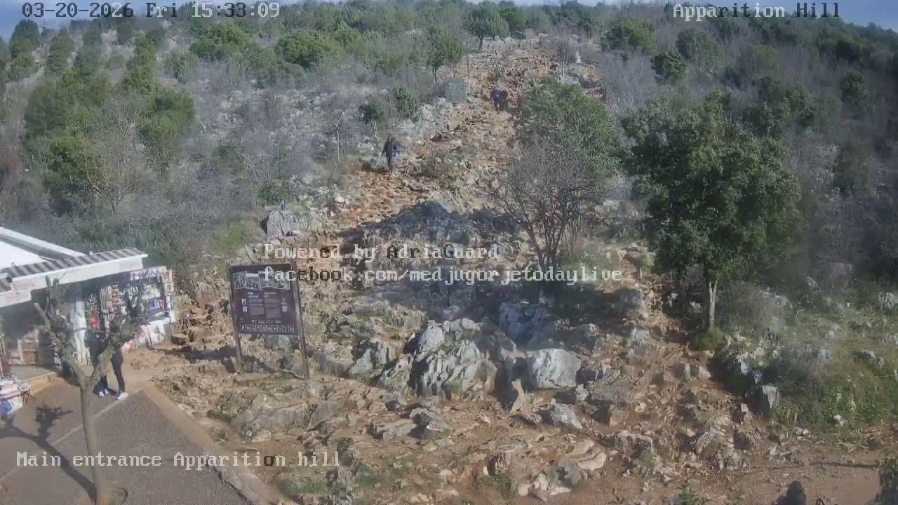 Medjugorje,  Apparition Hill Main Entrance Live Cam - Bijakovici, Citluk, Herzegovina-Neretva, Federation of Bosnia and Herzegovina, Bosnia and Herzegovina