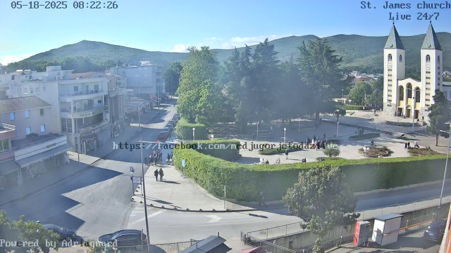 Međugorje,  Church of St. James the Greater (Apostle) Live Cam - Medugorje, Citluk, Herzegovina-Neretva, Federation of Bosnia and Herzegovina, Bosnia and Herzegovina
