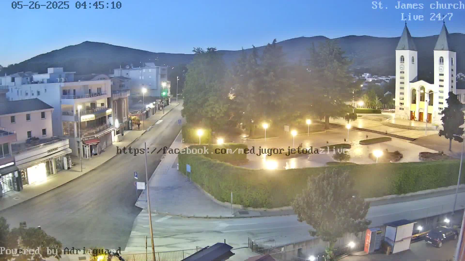 Međugorje,  Church of St. James the Greater (Apostle) Live Cam - Medugorje, Citluk, Herzegovina-Neretva, Federation of Bosnia and Herzegovina, Bosnia and Herzegovina
