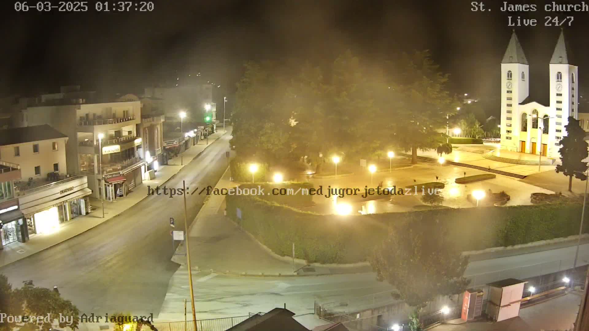 Međugorje,  Church of St. James the Greater (Apostle) Live Cam - Medugorje, Citluk, Herzegovina-Neretva, Federation of Bosnia and Herzegovina, Bosnia and Herzegovina