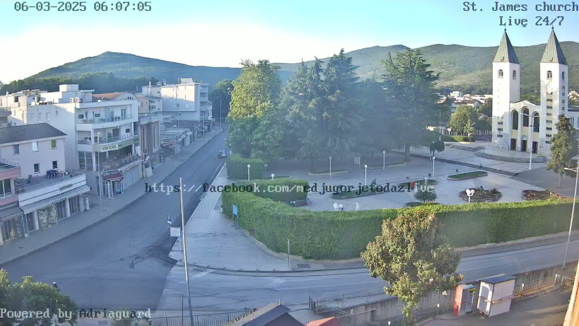 Međugorje,  Church of St. James the Greater (Apostle) Live Cam - Medugorje, Citluk, Herzegovina-Neretva, Federation of Bosnia and Herzegovina, Bosnia and Herzegovina