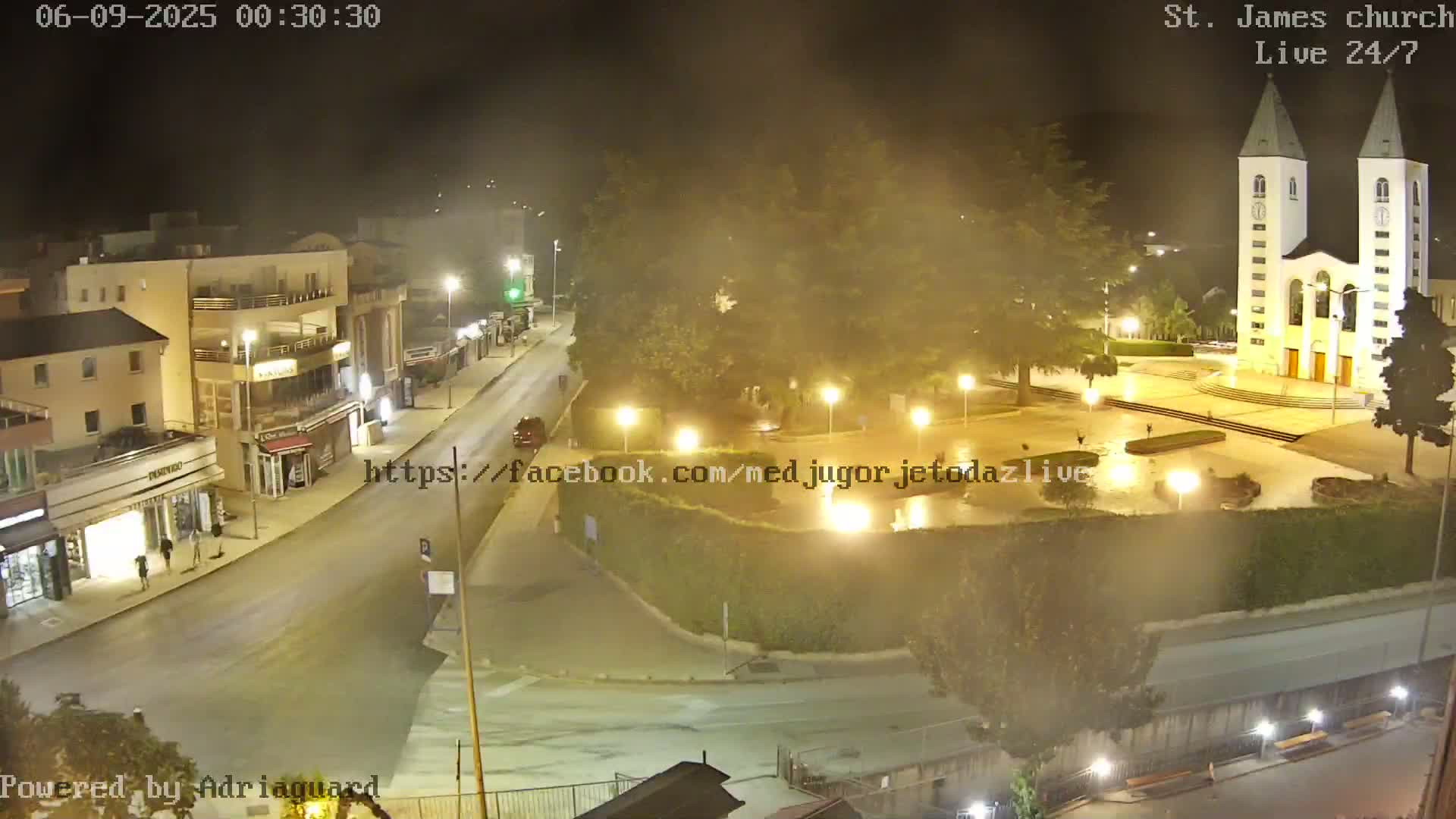 Međugorje,  Church of St. James the Greater (Apostle) Live Cam - Medugorje, Citluk, Herzegovina-Neretva, Federation of Bosnia and Herzegovina, Bosnia and Herzegovina