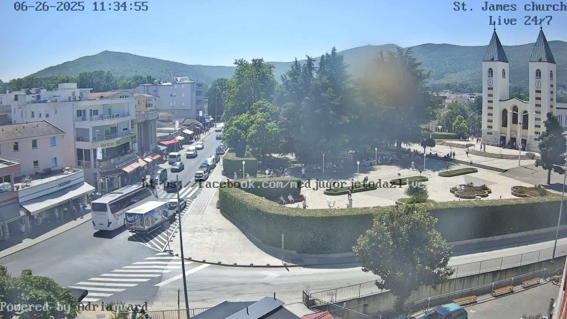 Međugorje,  Church of St. James the Greater (Apostle) Live Cam - Medugorje, Citluk, Herzegovina-Neretva, Federation of Bosnia and Herzegovina, Bosnia and Herzegovina