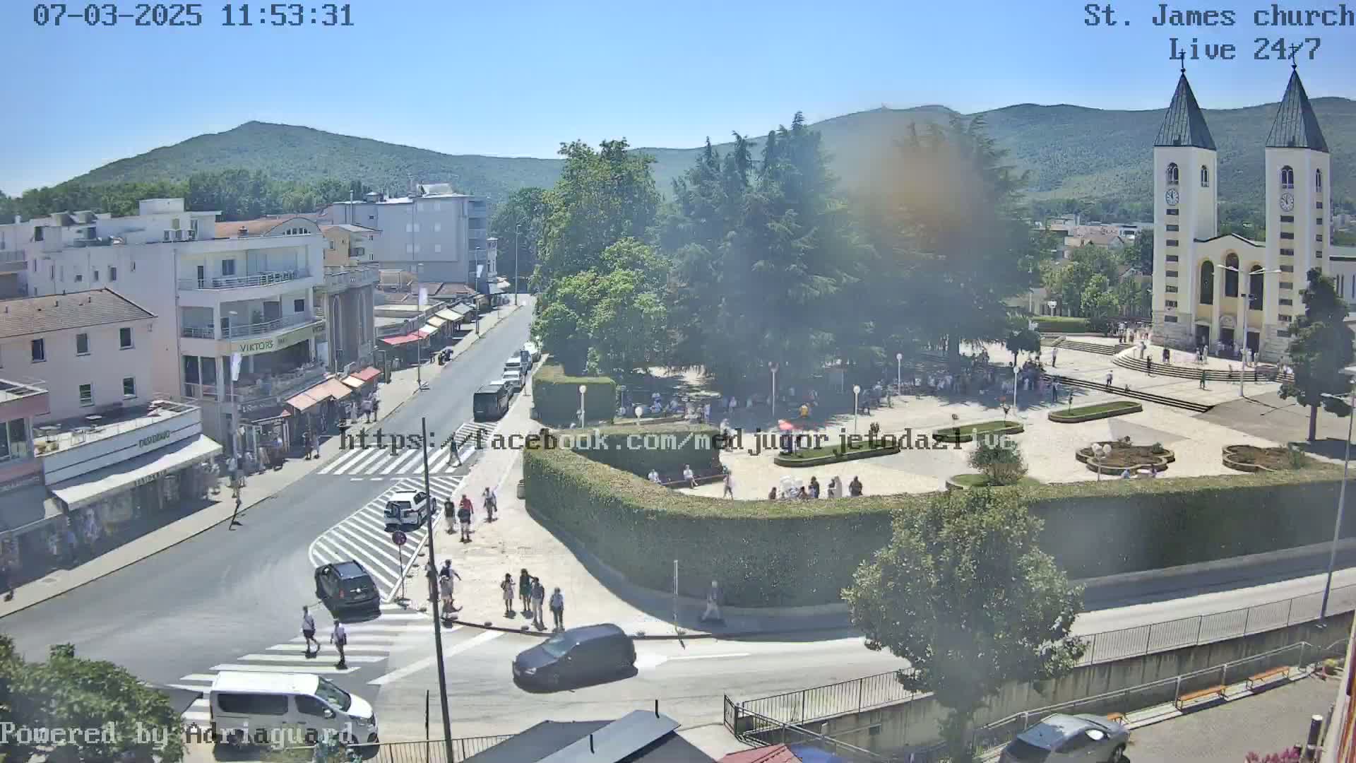 Međugorje,  Church of St. James the Greater (Apostle) Live Cam - Medugorje, Citluk, Herzegovina-Neretva, Federation of Bosnia and Herzegovina, Bosnia and Herzegovina
