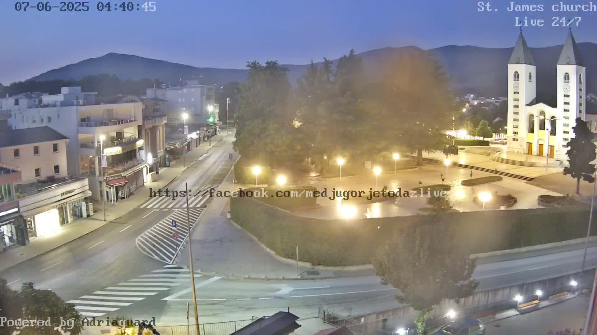 Međugorje,  Church of St. James the Greater (Apostle) Live Cam - Medugorje, Citluk, Herzegovina-Neretva, Federation of Bosnia and Herzegovina, Bosnia and Herzegovina