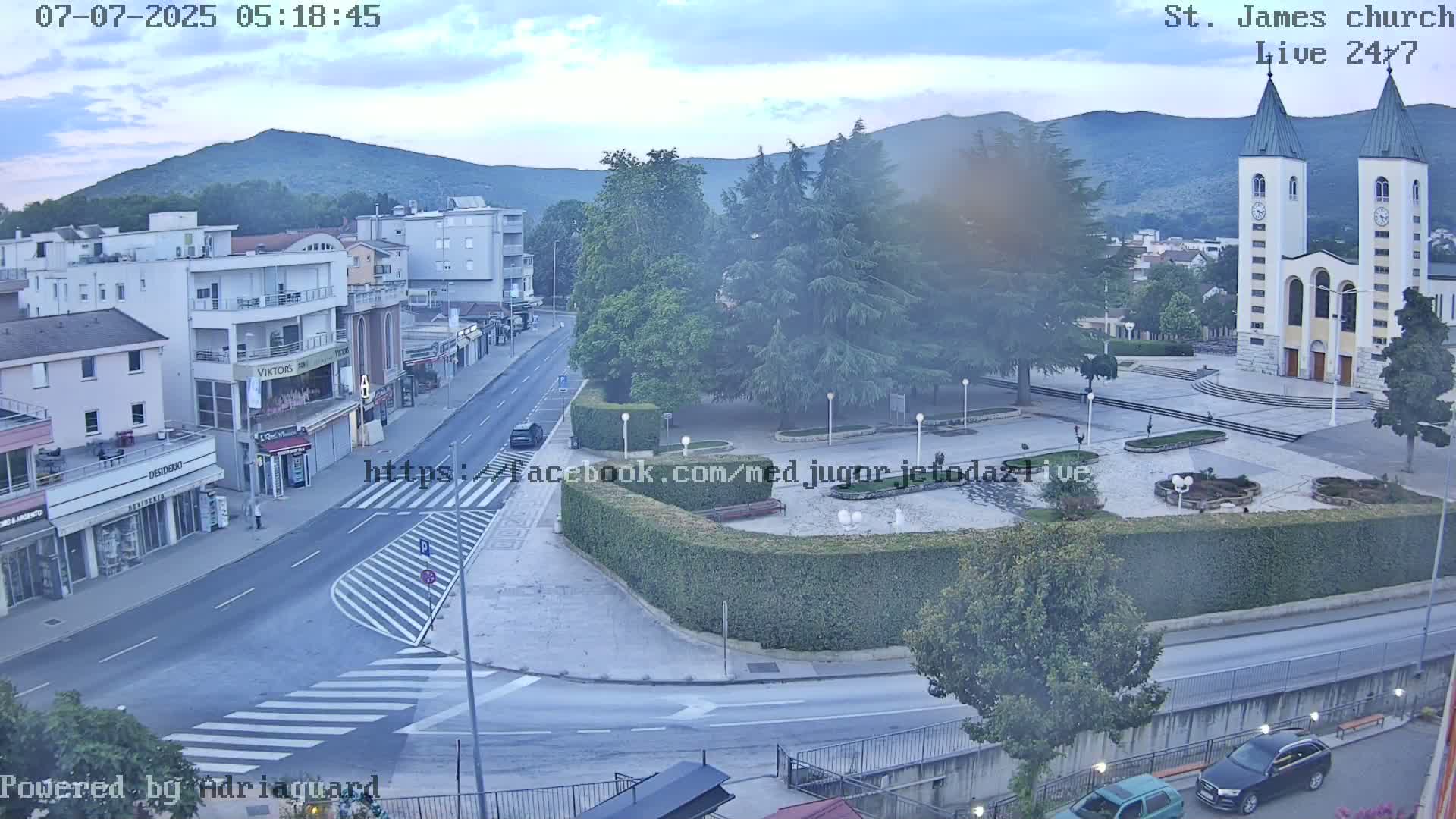 Međugorje,  Church of St. James the Greater (Apostle) Live Cam - Medugorje, Citluk, Herzegovina-Neretva, Federation of Bosnia and Herzegovina, Bosnia and Herzegovina