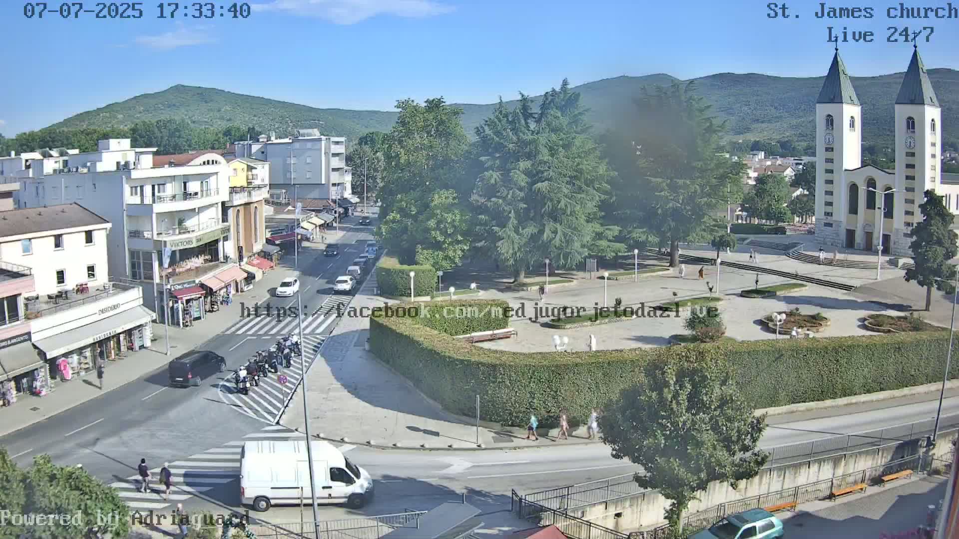 Međugorje,  Church of St. James the Greater (Apostle) Live Cam - Medugorje, Citluk, Herzegovina-Neretva, Federation of Bosnia and Herzegovina, Bosnia and Herzegovina