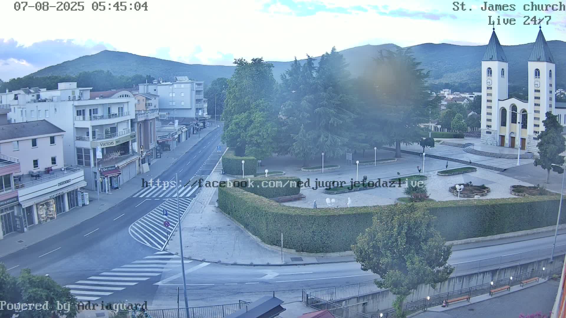 Međugorje,  Church of St. James the Greater (Apostle) Live Cam - Medugorje, Citluk, Herzegovina-Neretva, Federation of Bosnia and Herzegovina, Bosnia and Herzegovina