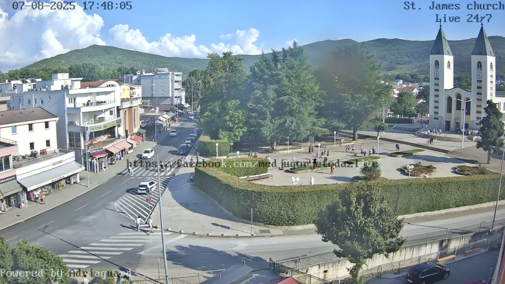 Međugorje,  Church of St. James the Greater (Apostle) Live Cam - Medugorje, Citluk, Herzegovina-Neretva, Federation of Bosnia and Herzegovina, Bosnia and Herzegovina