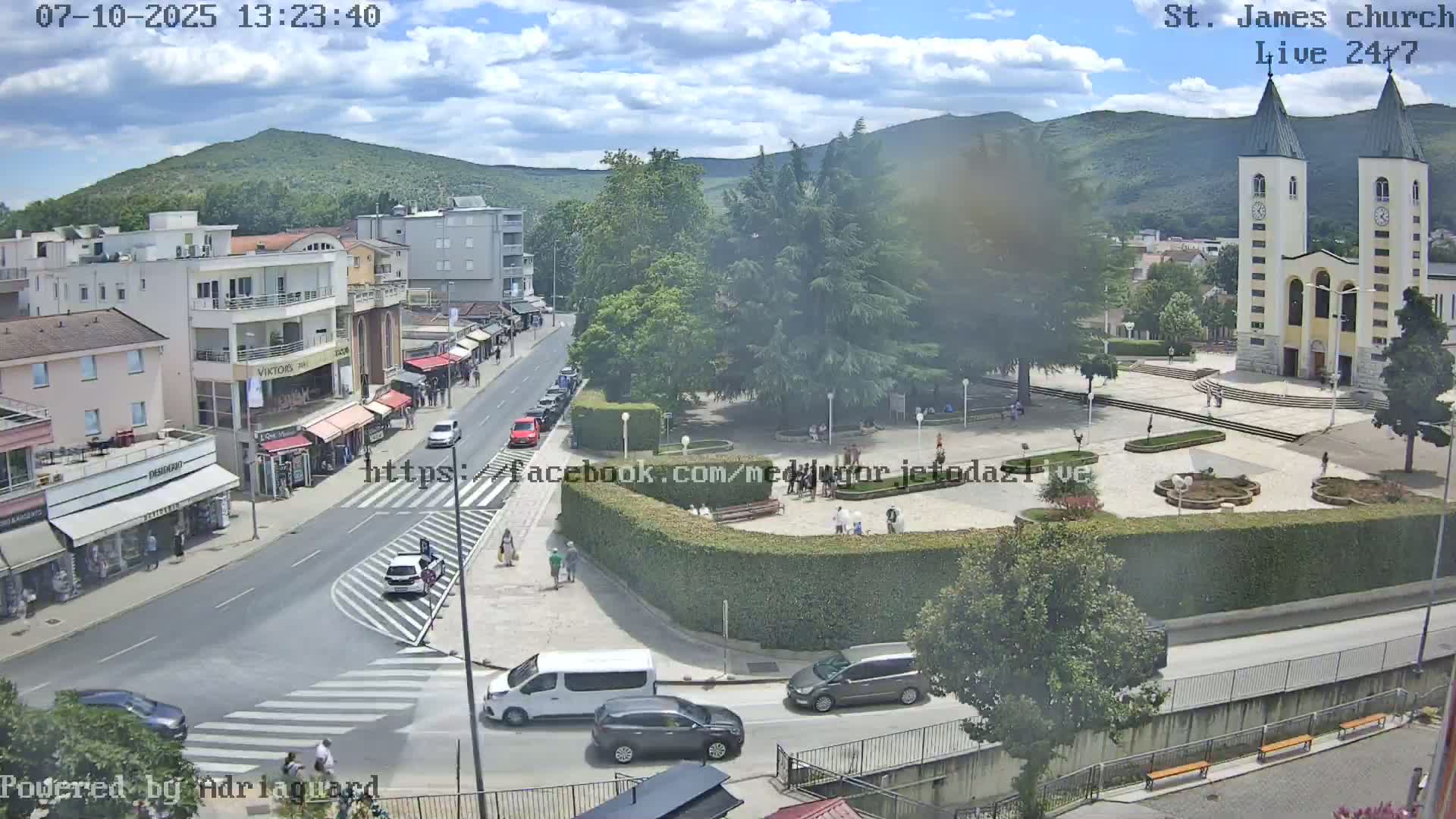 Međugorje,  Church of St. James the Greater (Apostle) Live Cam - Medugorje, Citluk, Herzegovina-Neretva, Federation of Bosnia and Herzegovina, Bosnia and Herzegovina