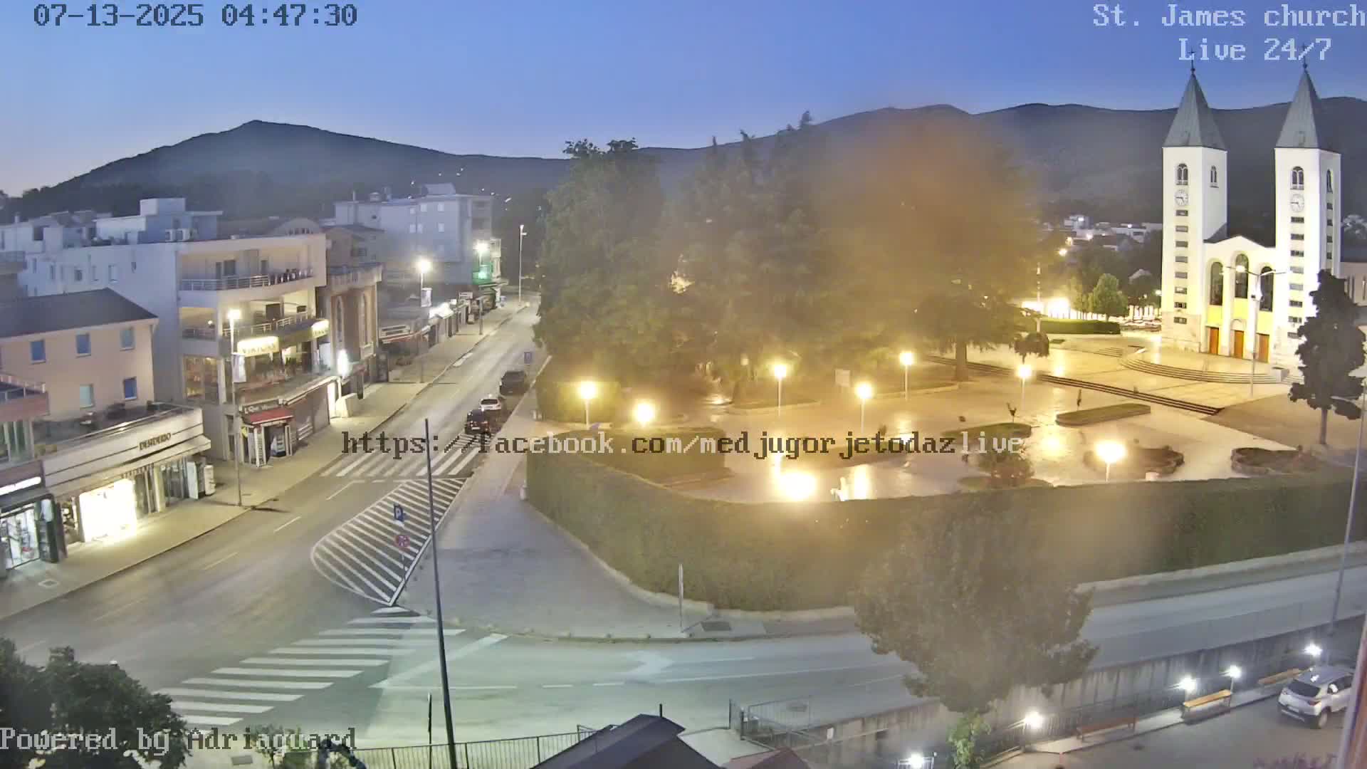 Međugorje,  Church of St. James the Greater (Apostle) Live Cam - Medugorje, Citluk, Herzegovina-Neretva, Federation of Bosnia and Herzegovina, Bosnia and Herzegovina