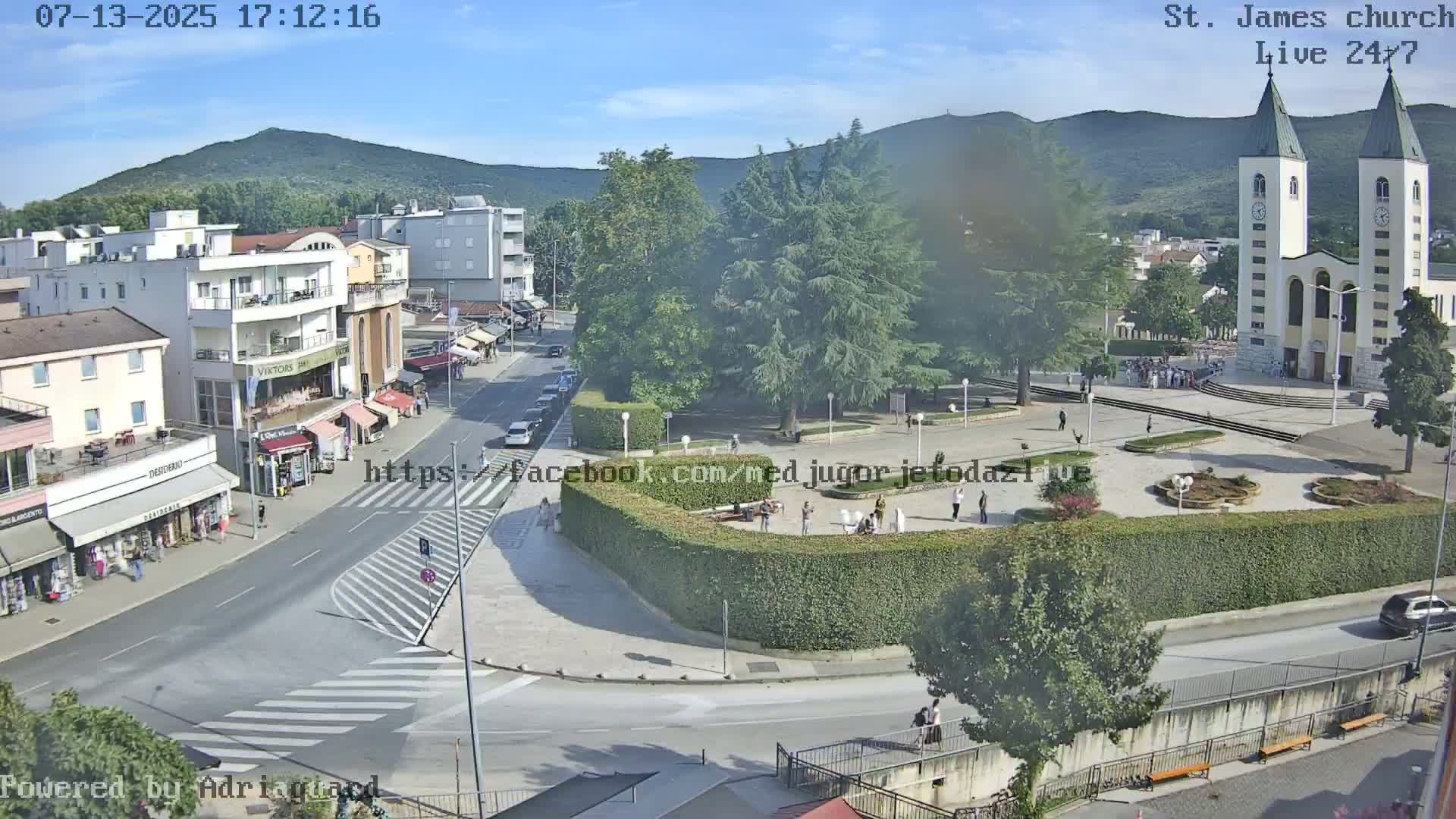Međugorje,  Church of St. James the Greater (Apostle) Live Cam - Medugorje, Citluk, Herzegovina-Neretva, Federation of Bosnia and Herzegovina, Bosnia and Herzegovina