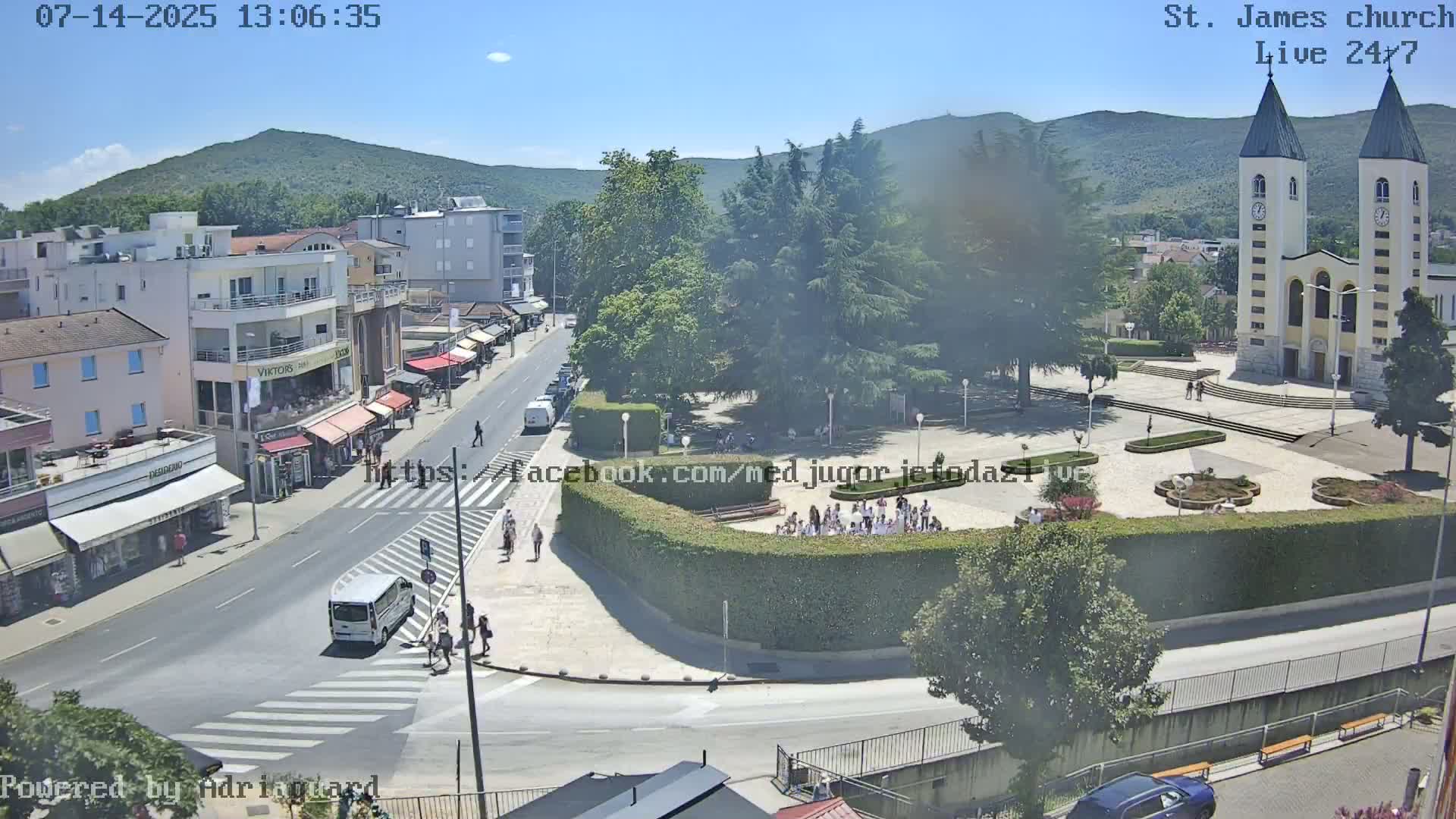 Međugorje,  Church of St. James the Greater (Apostle) Live Cam - Medugorje, Citluk, Herzegovina-Neretva, Federation of Bosnia and Herzegovina, Bosnia and Herzegovina