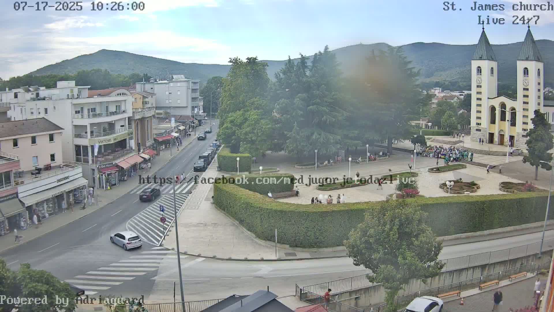 Međugorje,  Church of St. James the Greater (Apostle) Live Cam - Medugorje, Citluk, Herzegovina-Neretva, Federation of Bosnia and Herzegovina, Bosnia and Herzegovina