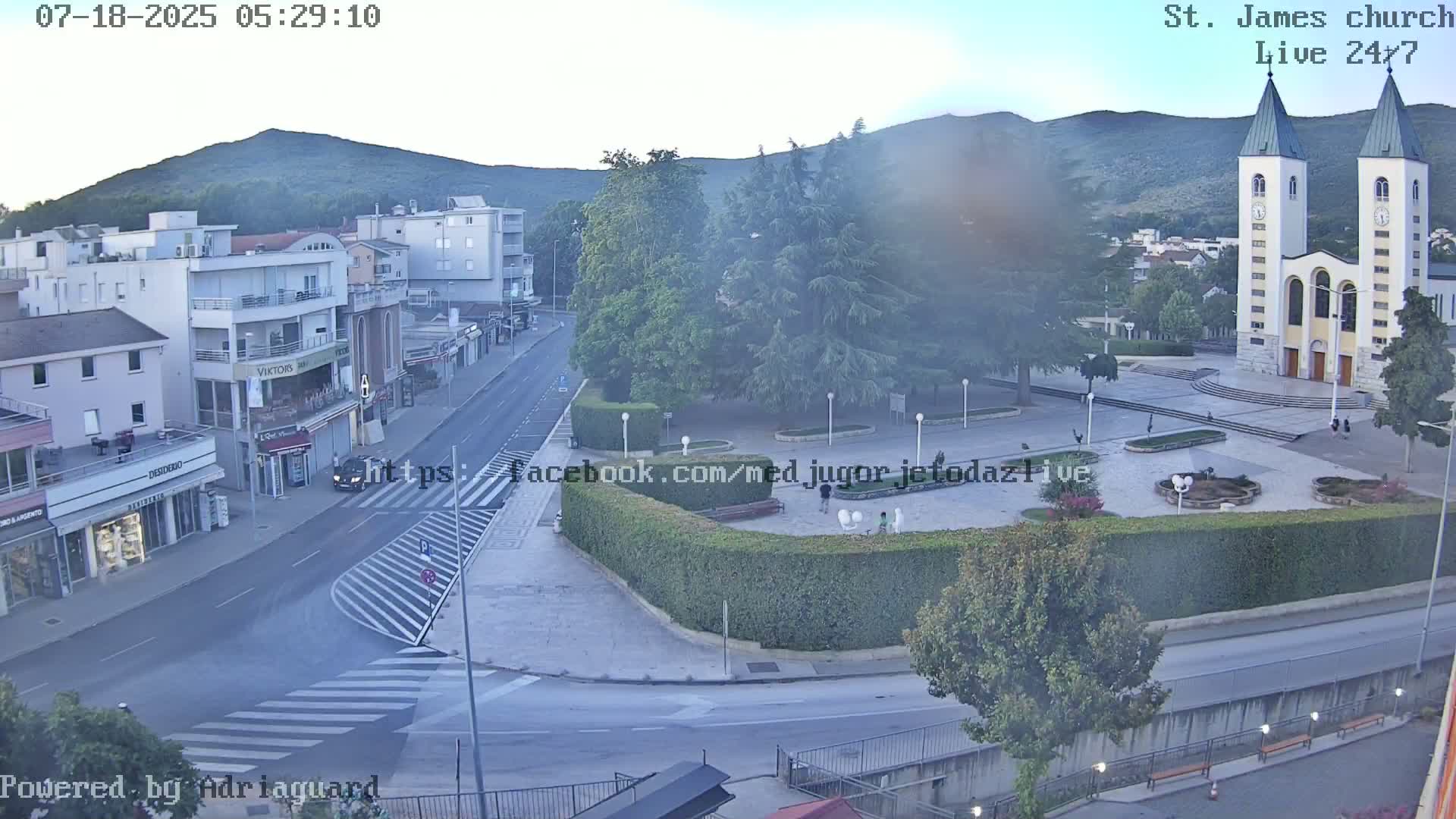 Međugorje,  Church of St. James the Greater (Apostle) Live Cam - Medugorje, Citluk, Herzegovina-Neretva, Federation of Bosnia and Herzegovina, Bosnia and Herzegovina