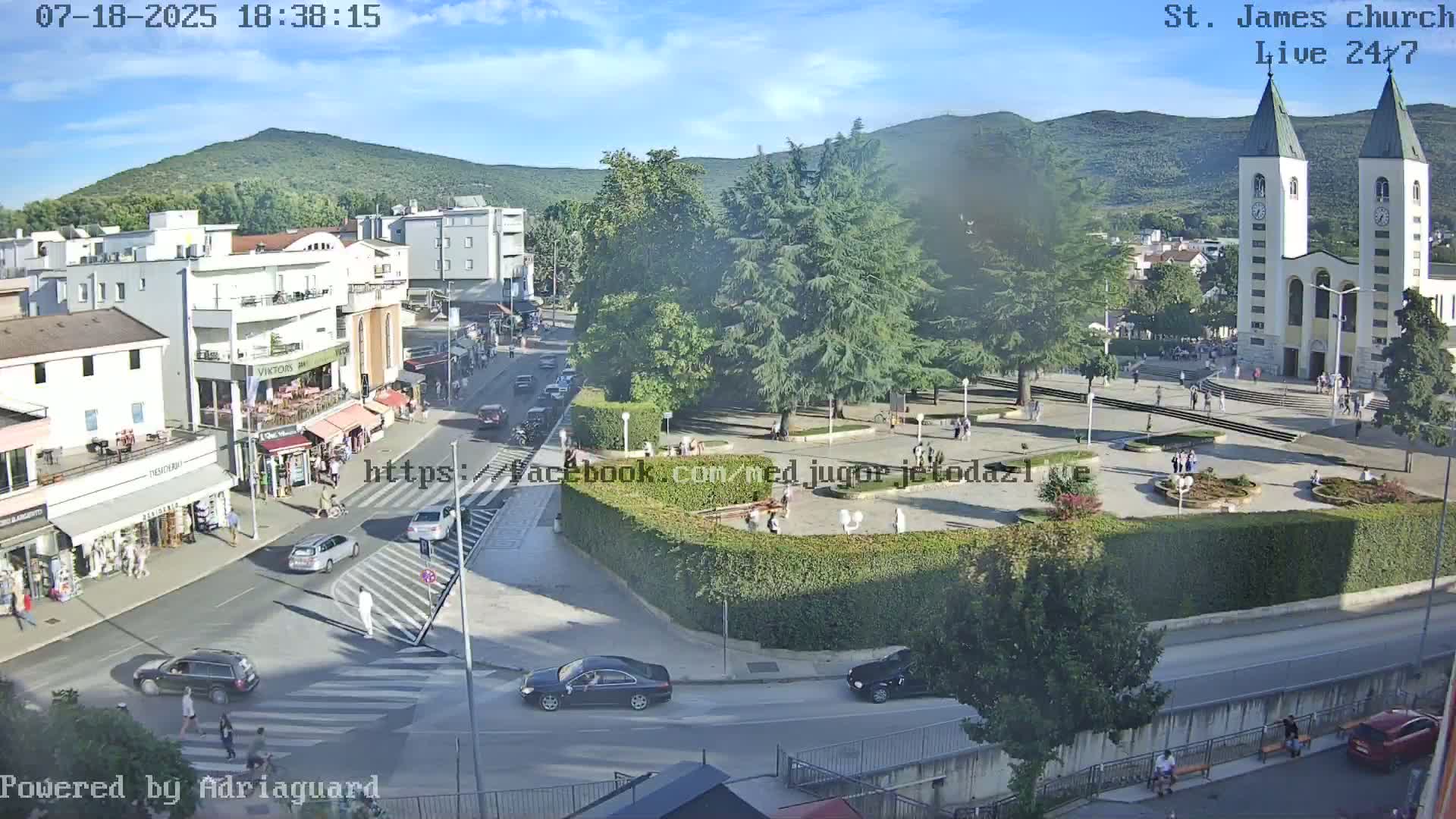 Međugorje,  Church of St. James the Greater (Apostle) Live Cam - Medugorje, Citluk, Herzegovina-Neretva, Federation of Bosnia and Herzegovina, Bosnia and Herzegovina