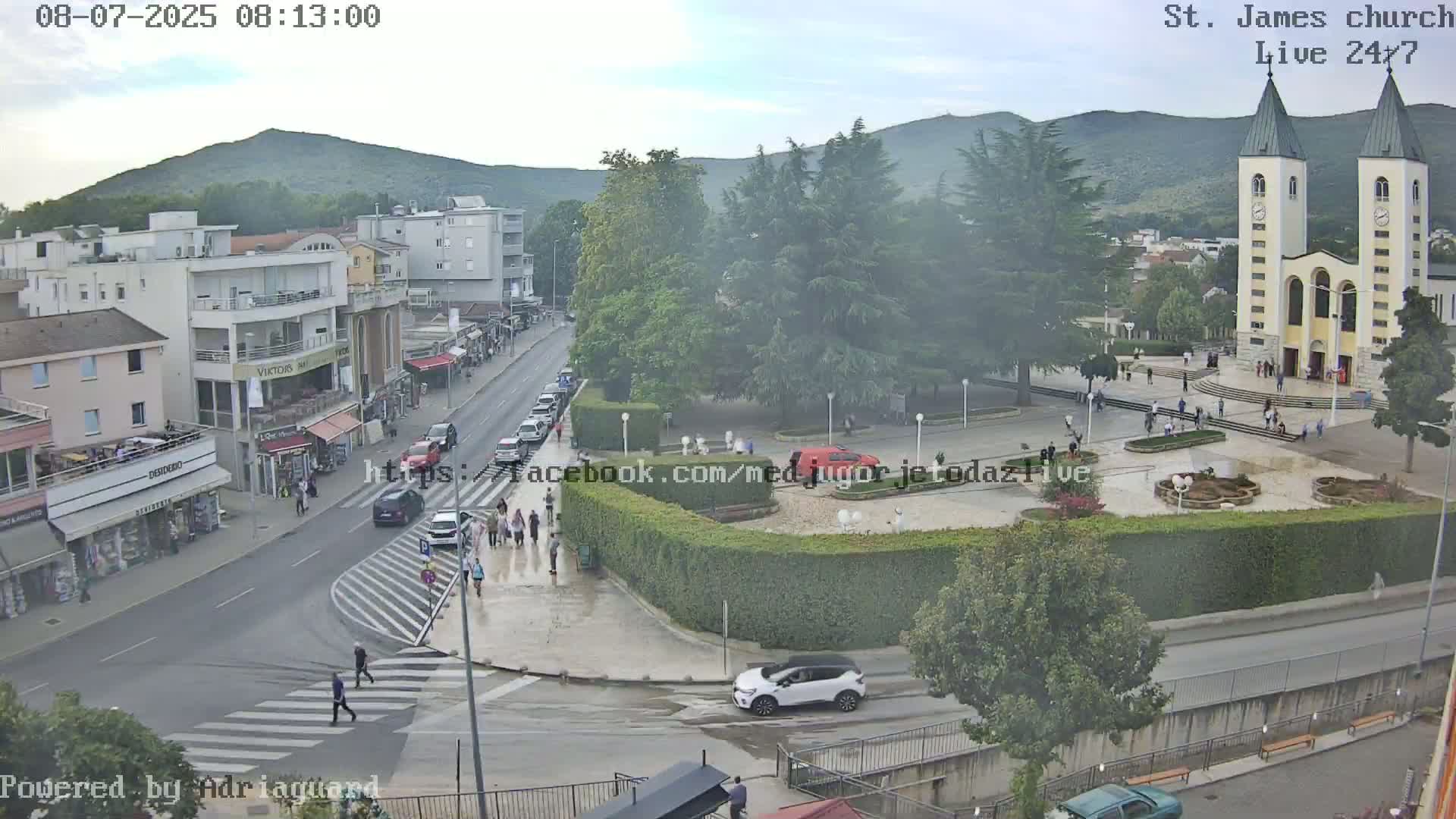 Međugorje,  Church of St. James the Greater (Apostle) Live Cam - Medugorje, Citluk, Herzegovina-Neretva, Federation of Bosnia and Herzegovina, Bosnia and Herzegovina