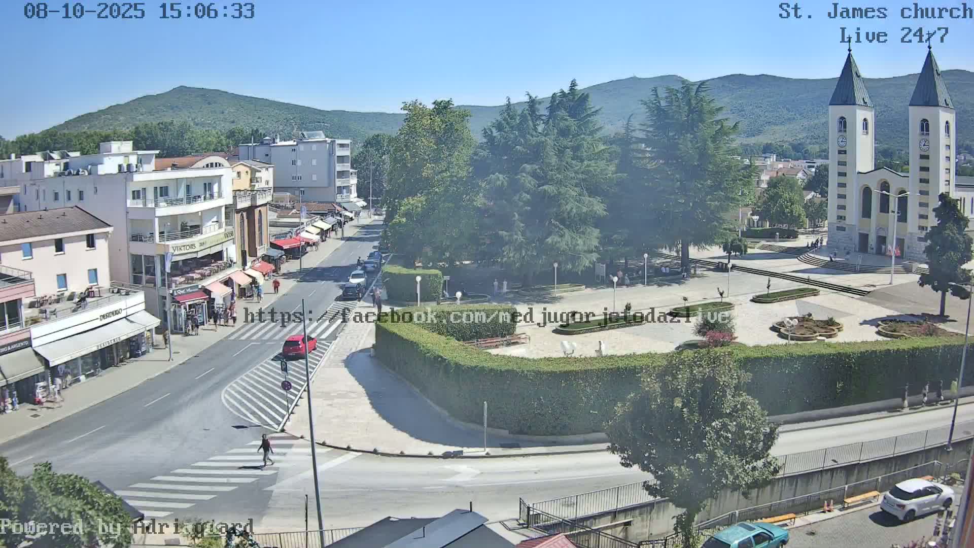 Međugorje,  Church of St. James the Greater (Apostle) Live Cam - Medugorje, Citluk, Herzegovina-Neretva, Federation of Bosnia and Herzegovina, Bosnia and Herzegovina