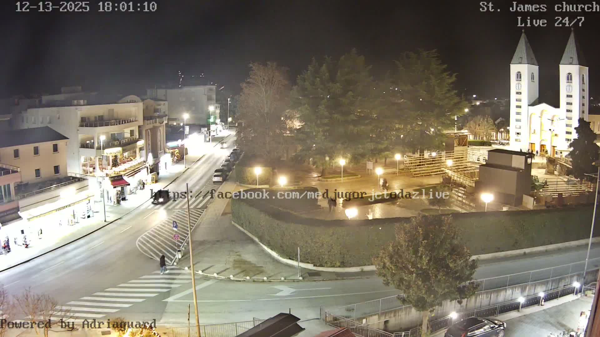 Međugorje,  Church of St. James the Greater (Apostle) Live Cam - Medugorje, Citluk, Herzegovina-Neretva, Federation of Bosnia and Herzegovina, Bosnia and Herzegovina