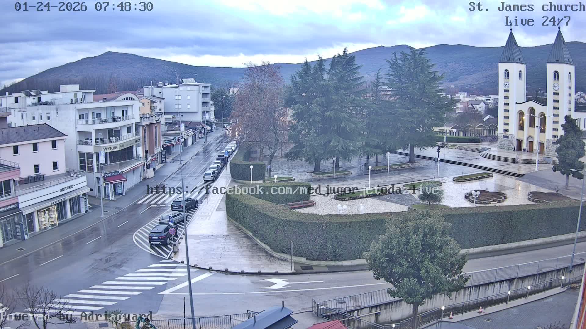 Međugorje,  Church of St. James the Greater (Apostle) Live Cam - Medugorje, Citluk, Herzegovina-Neretva, Federation of Bosnia and Herzegovina, Bosnia and Herzegovina