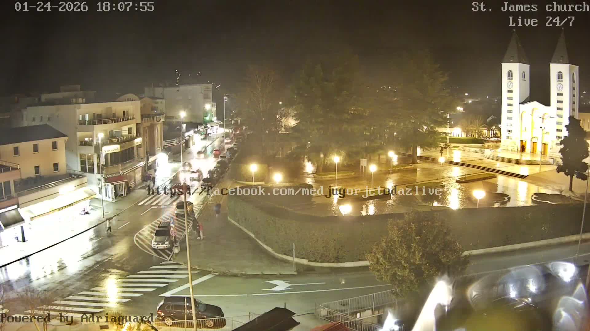 Međugorje,  Church of St. James the Greater (Apostle) Live Cam - Medugorje, Citluk, Herzegovina-Neretva, Federation of Bosnia and Herzegovina, Bosnia and Herzegovina